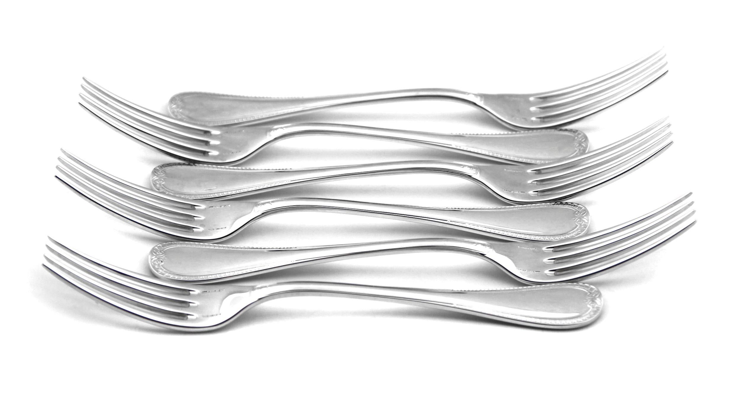 Modern Christofle, Malmaison Solid Silver 18-Piece Set of Spoon, Fork & Tea-spoon