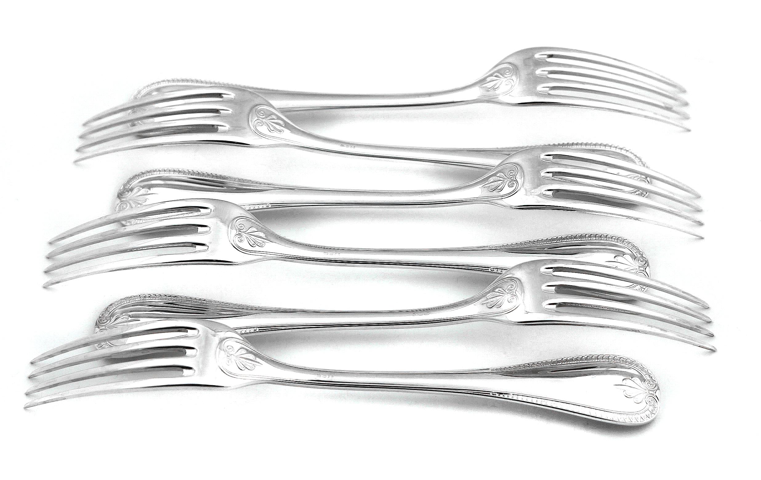 Christofle, Malmaison Solid Silver 18-Piece Set of Spoon, Fork & Tea-spoon In Excellent Condition In London, GB