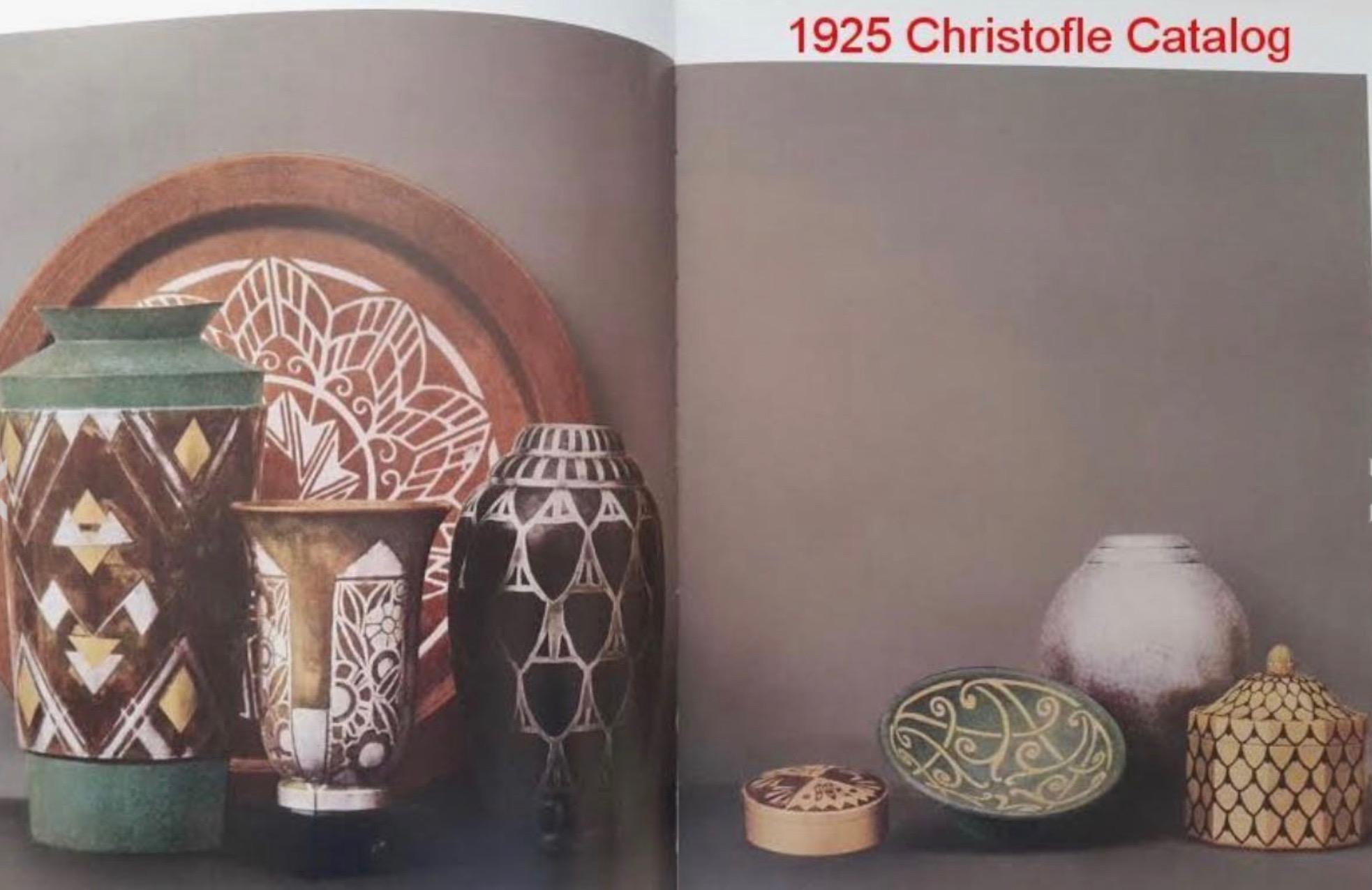 Vase en Metal Christofle par Luc Lanel Circa 1925 Art Deco en vente 4