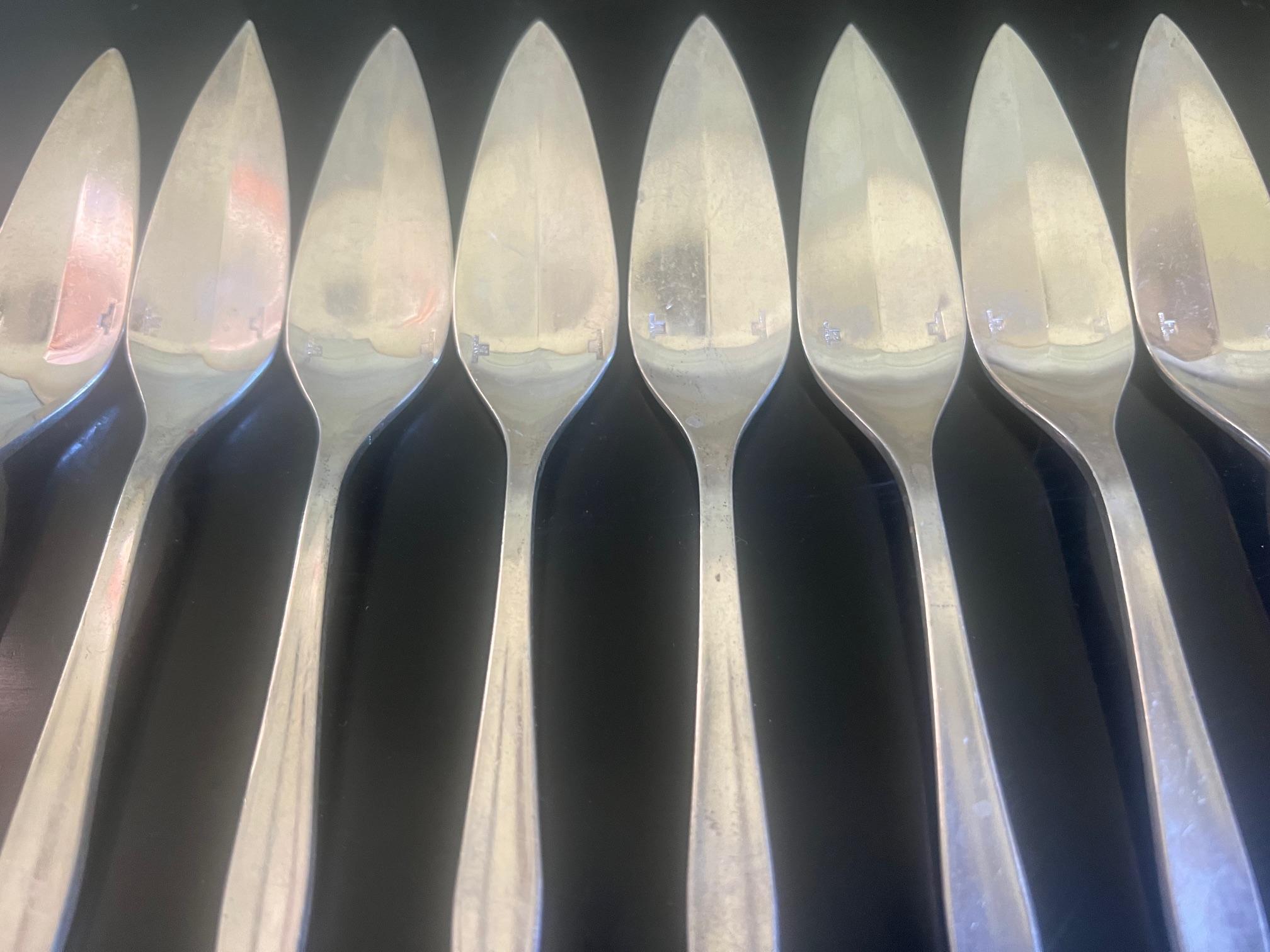 Christofle Mid Century Fish Service Flatware Set & Serving Fork, Set of 22 For Sale 3
