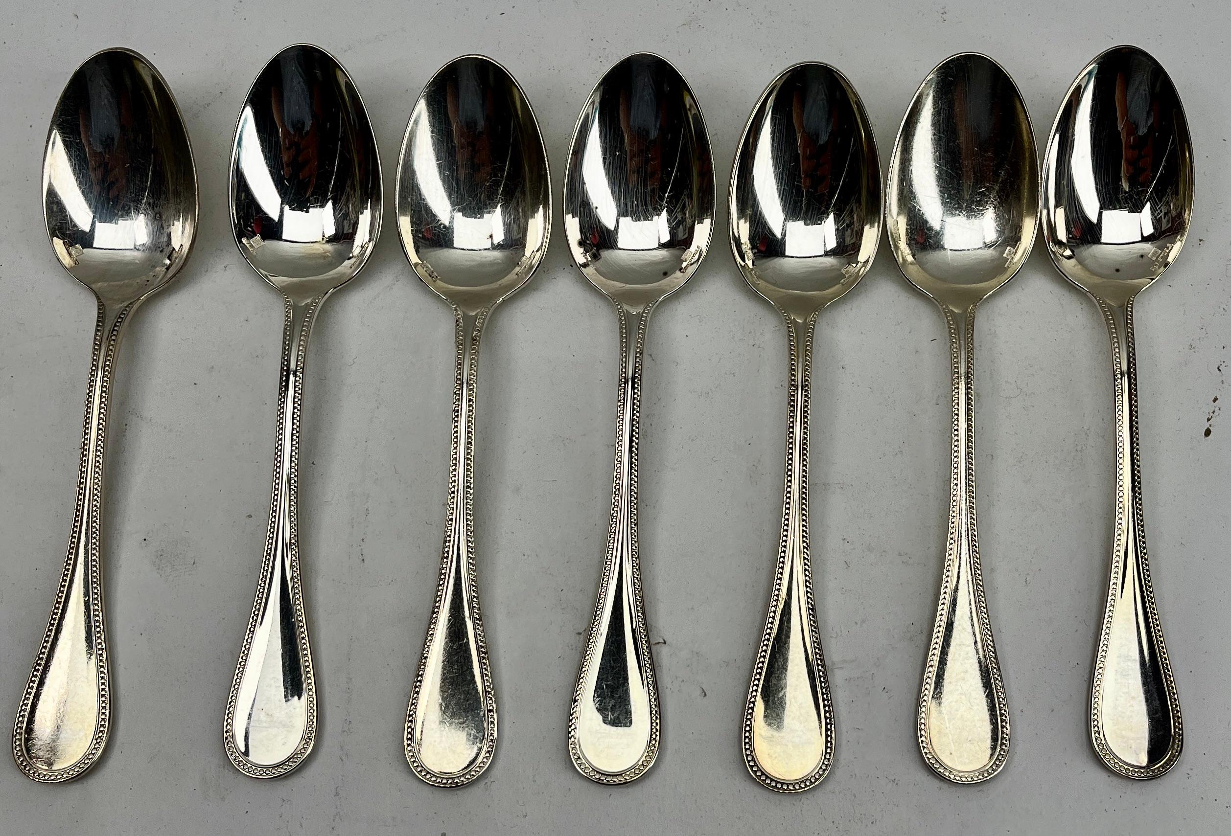 Christofle Model Perles Flatware Set 111 Pieces, Imperial, in Silverplated  For Sale 4