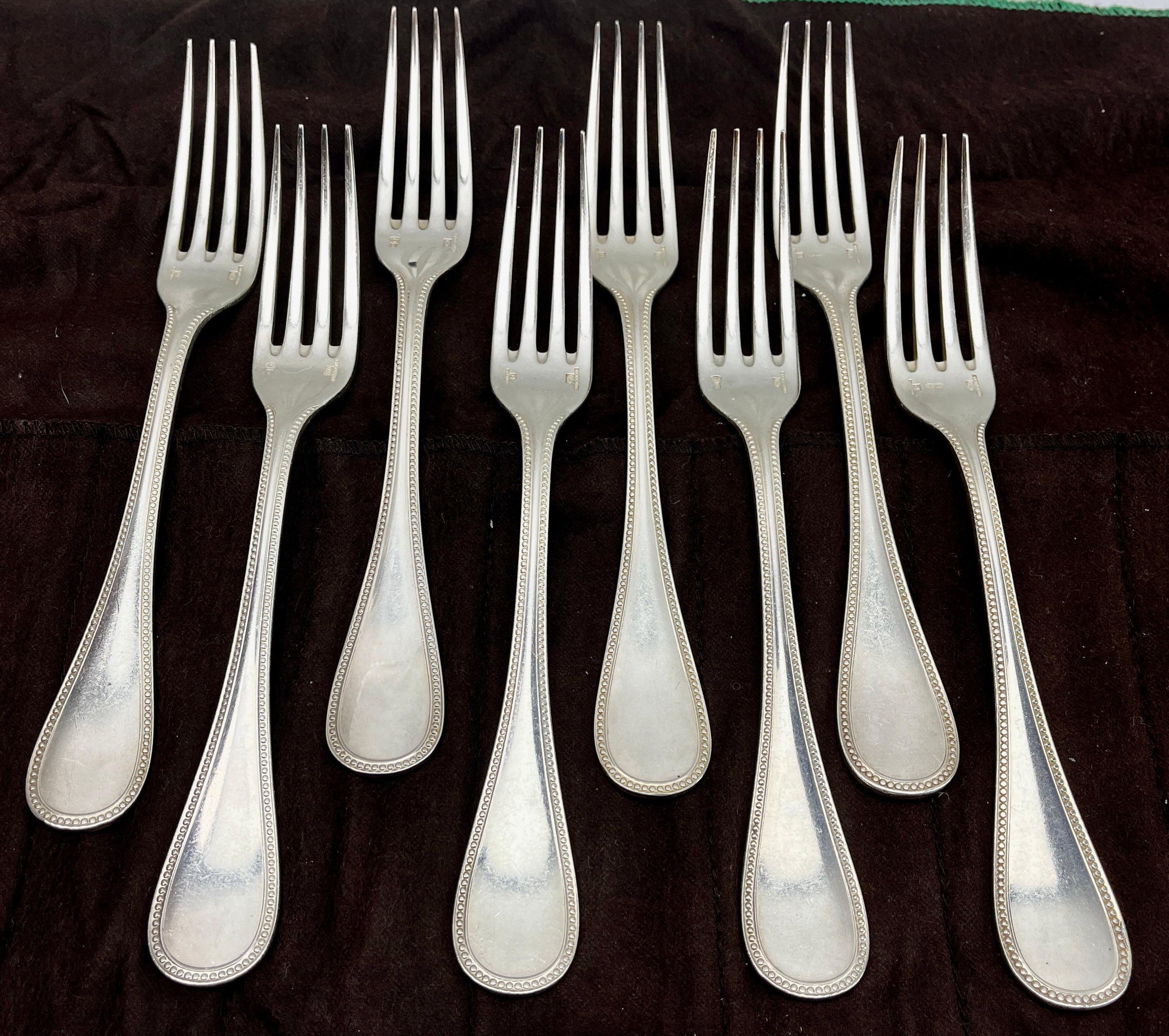 Christofle Model Perles Flatware Set 111 Pieces, Imperial, in Silverplated  For Sale 5