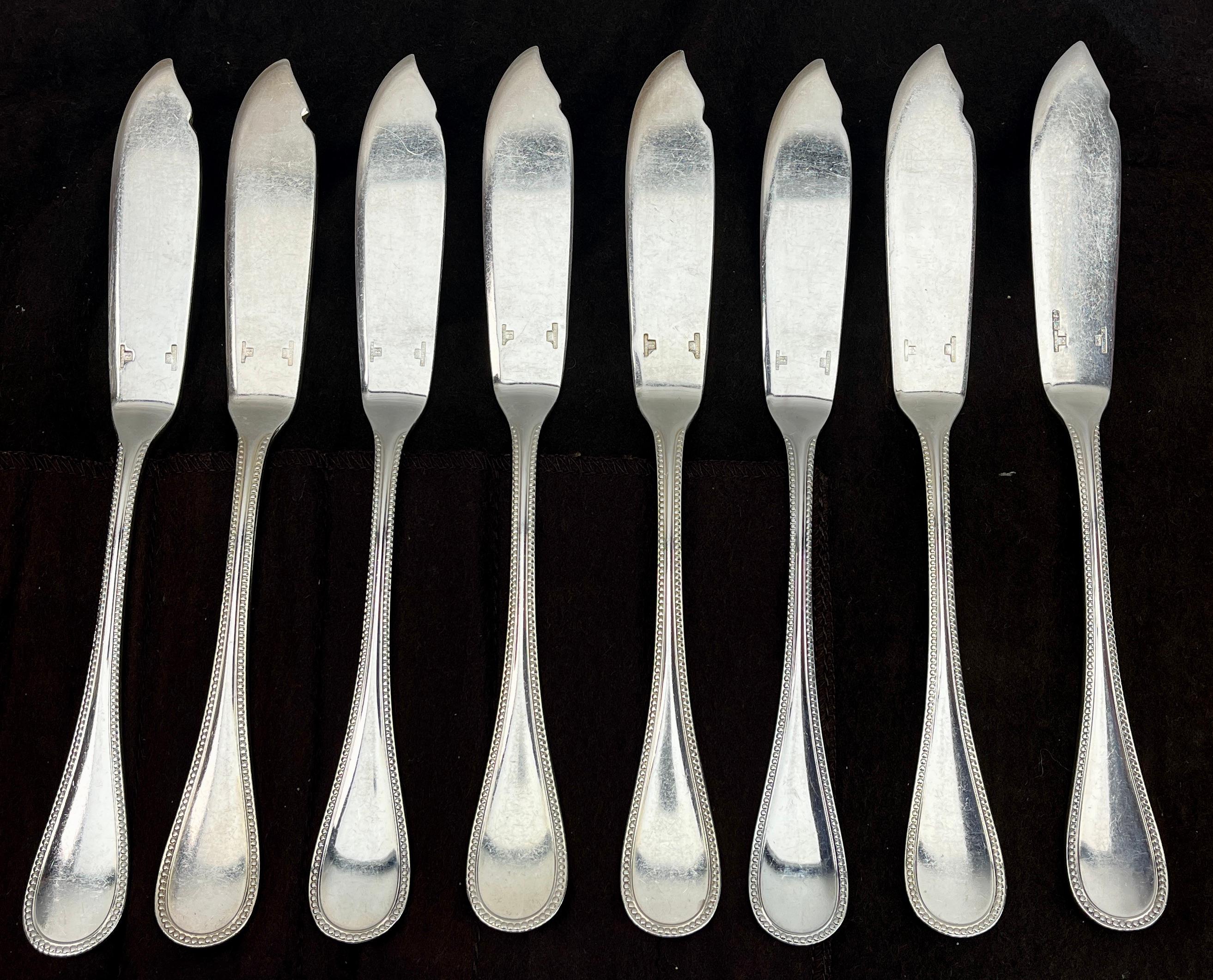Christofle Model Perles Flatware Set 111 Pieces, Imperial, in Silverplated  For Sale 6
