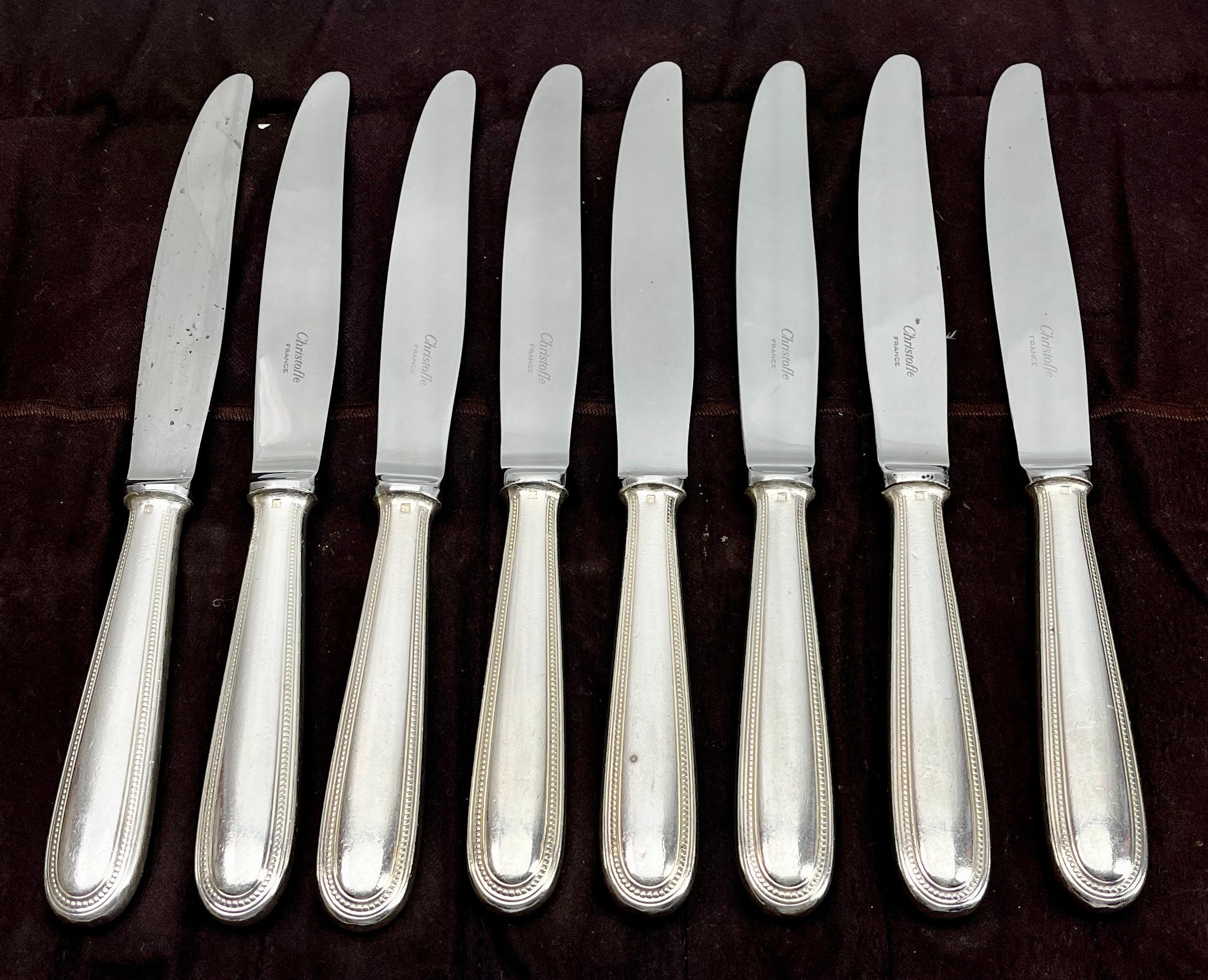 Christofle Model Perles Flatware Set 111 Pieces, Imperial, in Silverplated  For Sale 8