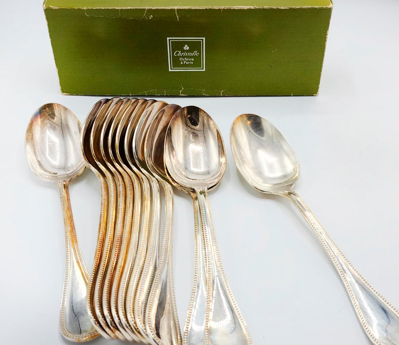 Christofle Model Perles Flatware Set 100 Pieces, Imperial, in Silverplated 7