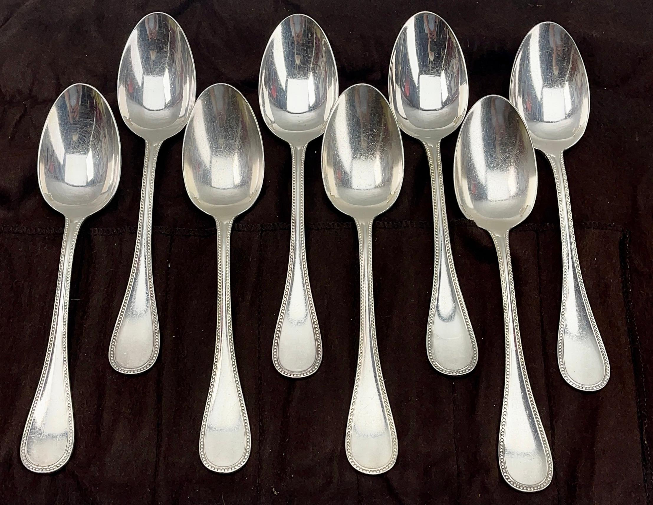 Christofle Model Perles Flatware Set 111 Pieces, Imperial, in Silverplated  For Sale 9