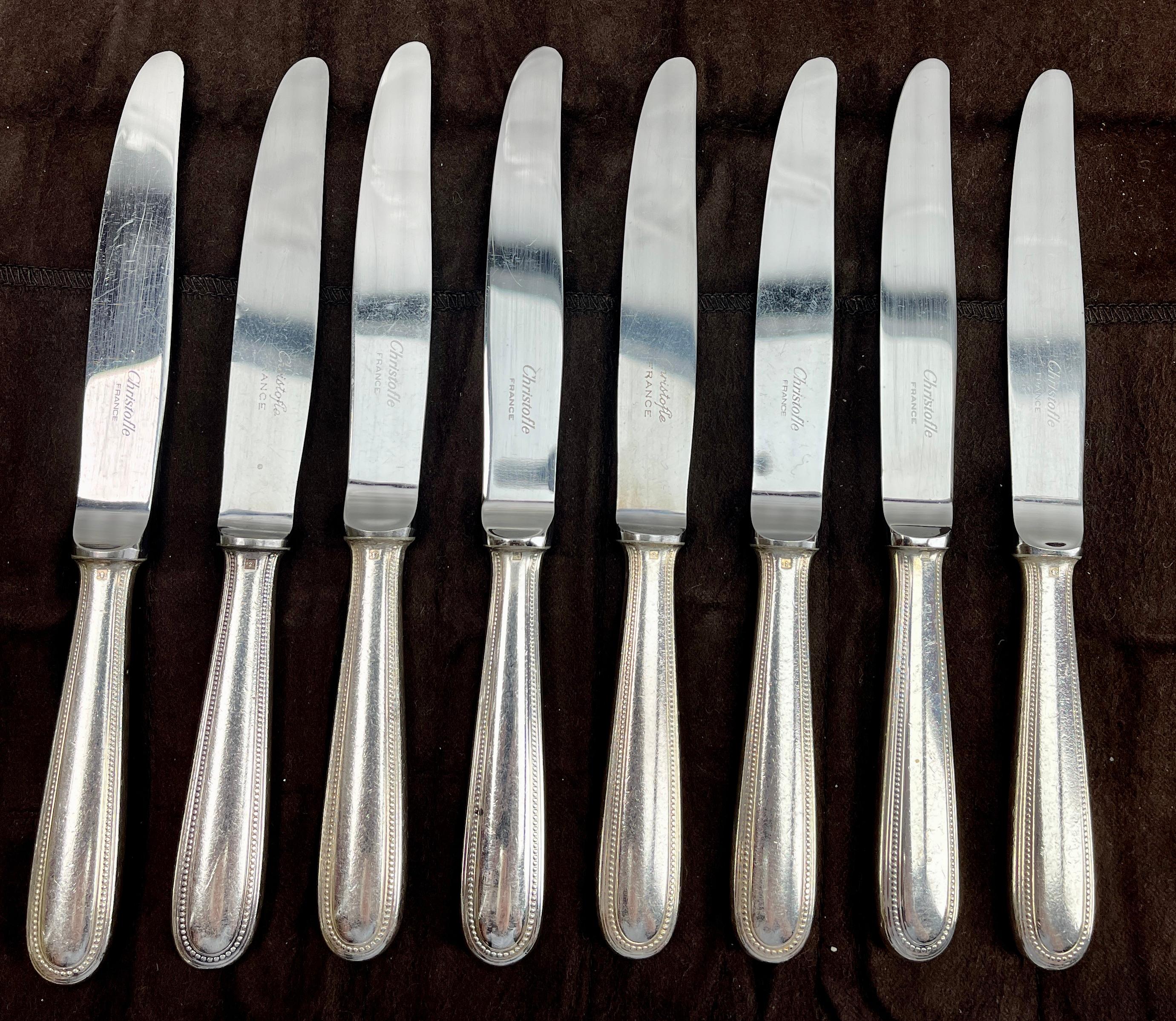Machine-Made Christofle Model Perles Flatware Set 111 Pieces, Imperial, in Silverplated  For Sale
