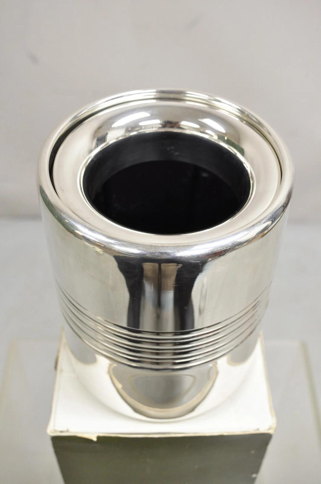Christofle Modern Silver Plated Glacette Champagne Wine Chiller Ice Bucket w Box In Good Condition For Sale In Philadelphia, PA