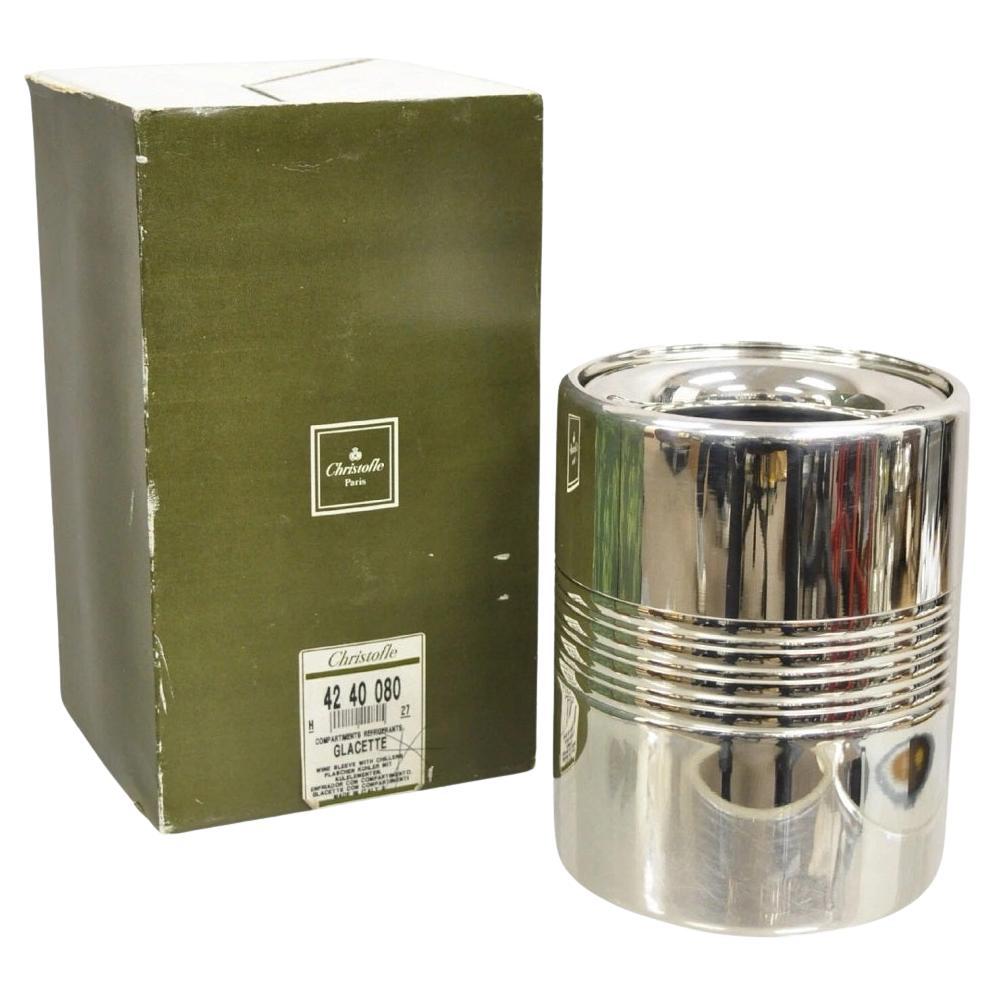 Christofle Modern Silver Plated Glacette Champagne Wine Chiller Secchiello per il ghiaccio con scatola