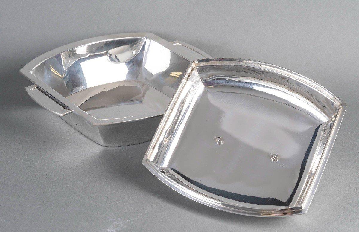 Christofle - Sopera Modernista En Su Bandeja Art Decó De Plata De Ley Francés en venta