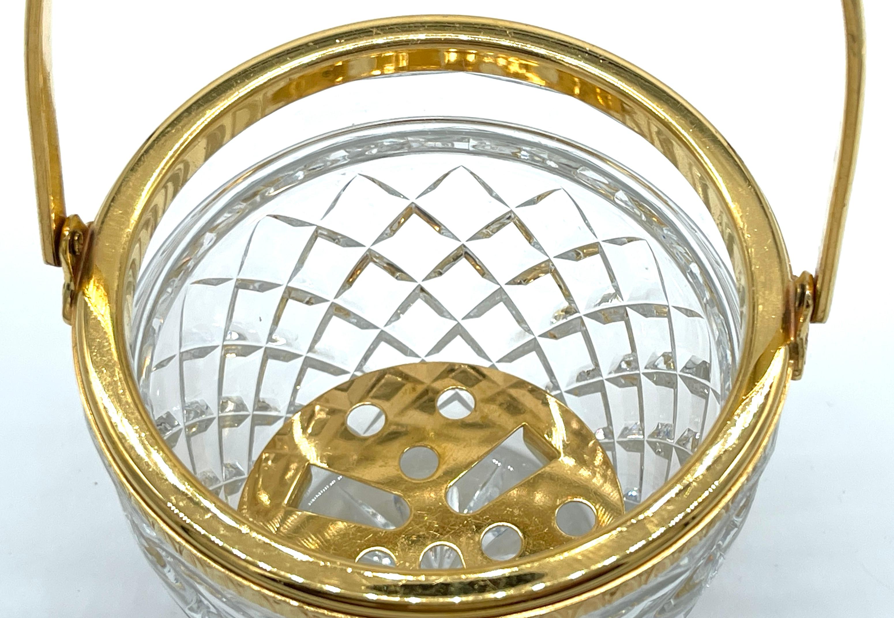  Christofle Neocalssical Cut Kristall Gold gewaschener Swing - Eiskübel mit Henkel (Französisch) im Angebot