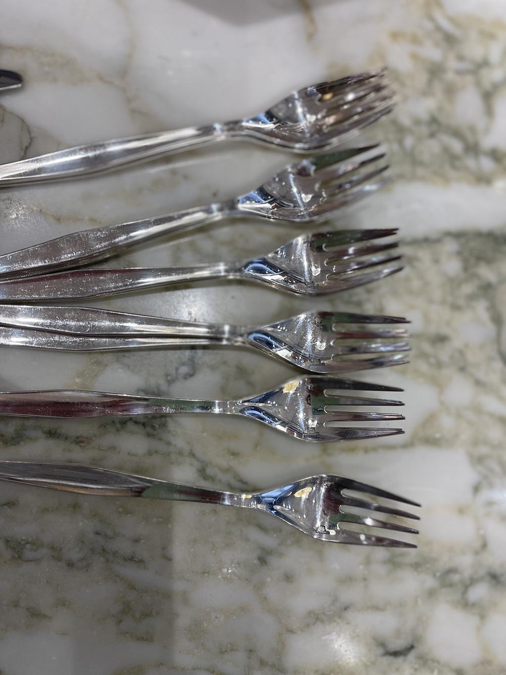 Silver Christofle: “Orly” 95-Piece Cutlery Set For Sale