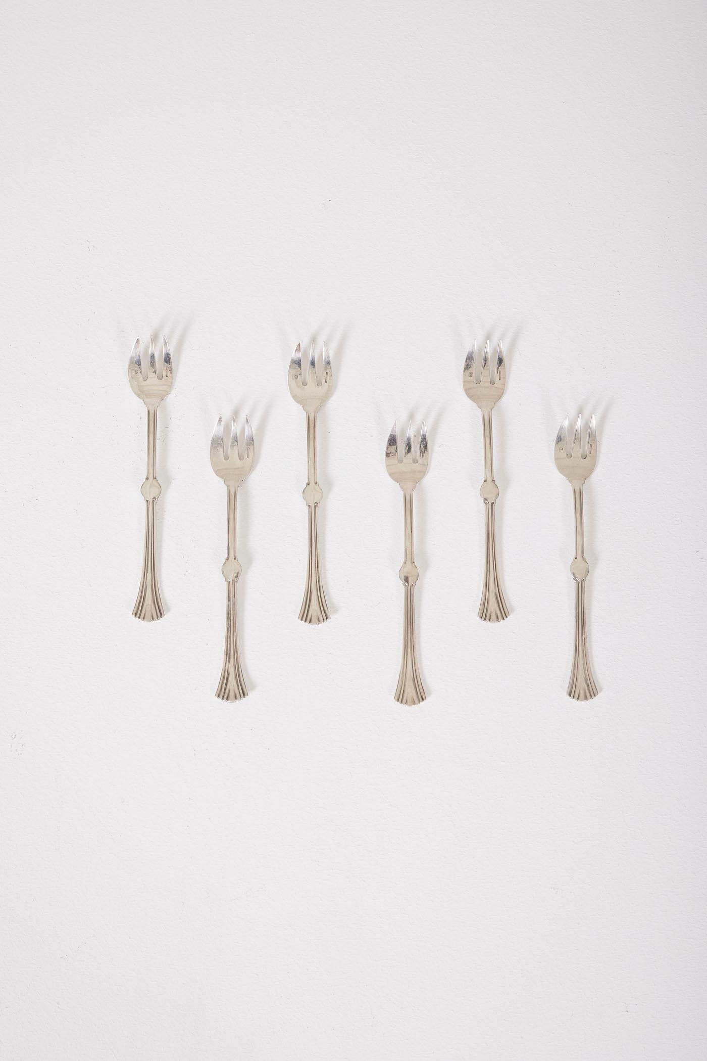 Christofle oyster forks, set of 6 In Good Condition For Sale In PARIS, FR