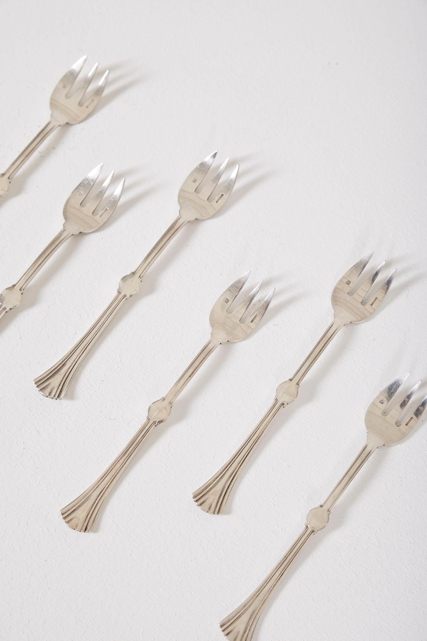 20th Century Christofle oyster forks, set of 6 For Sale
