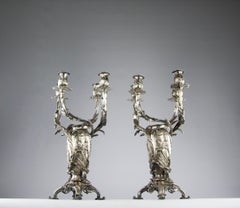Christofle, Pair of Rocaille Candelabras, France 19th Century