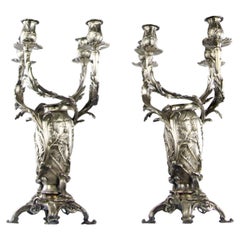 Antique Christofle, Pair of Rocaille Candelabras, France 19th Century