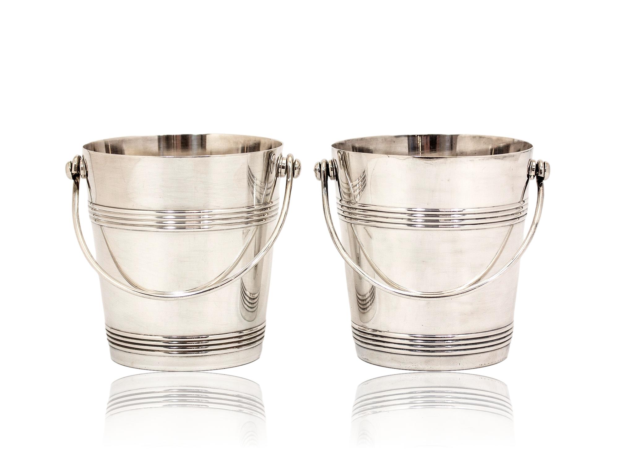 Art Nouveau Christofle Pair of Silver Plated Ice Buckets For Sale
