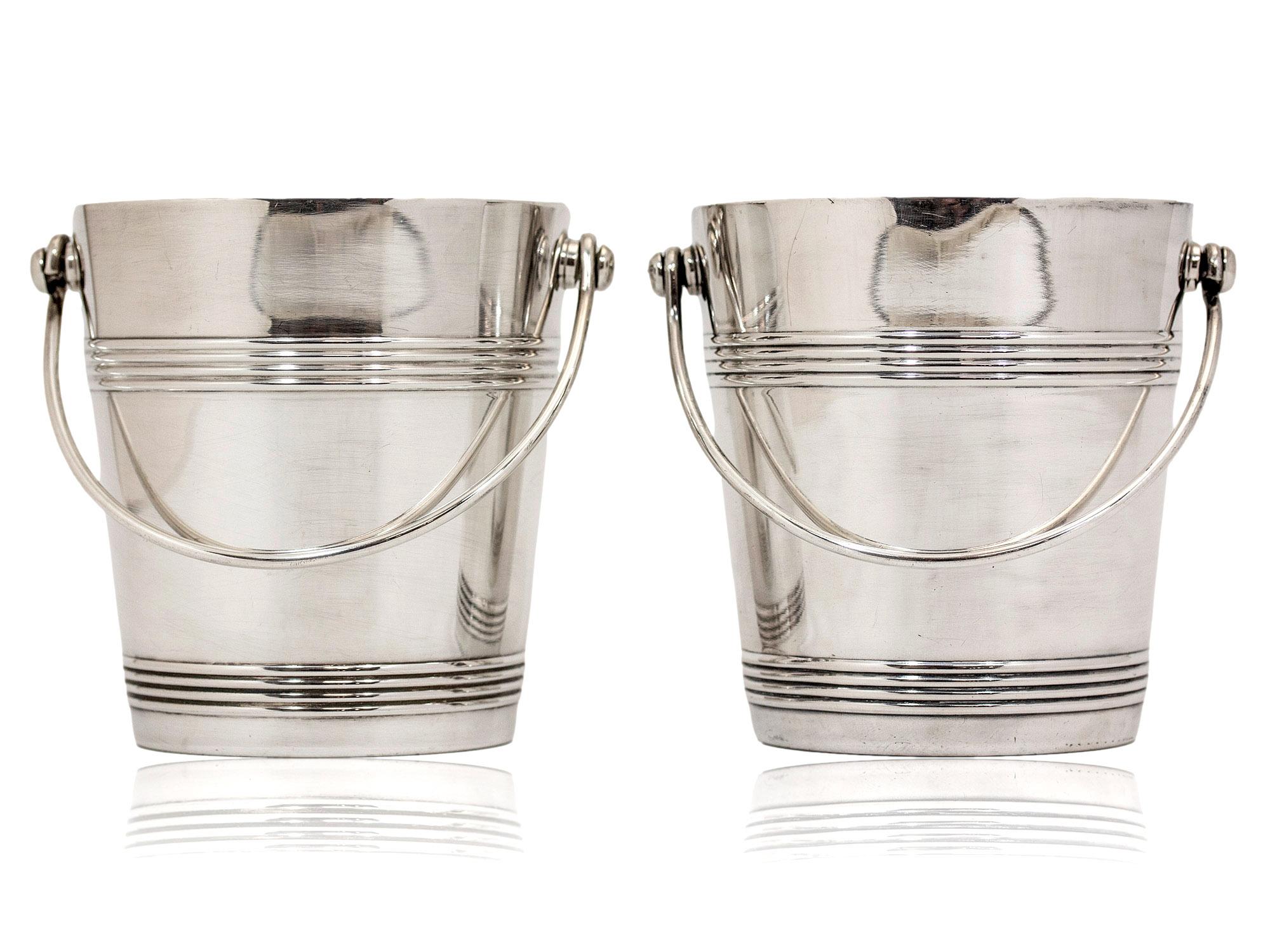 French Christofle Pair of Silver Plated Ice Buckets For Sale