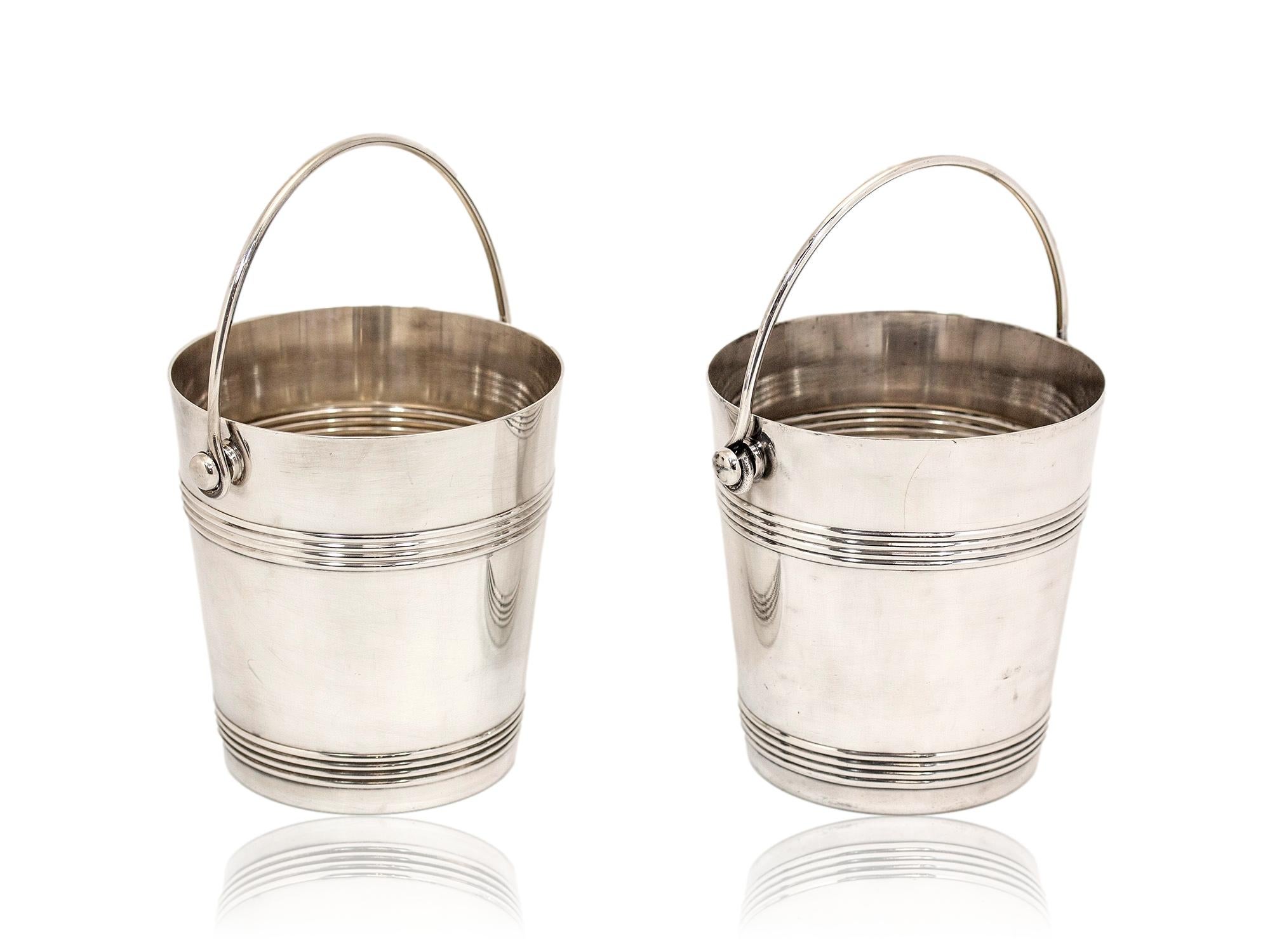 20th Century Christofle Pair of Silver Plated Ice Buckets For Sale