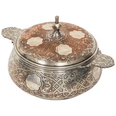 Christofle Paris, an Unusual French Islamic Style Silvered Covered Dish