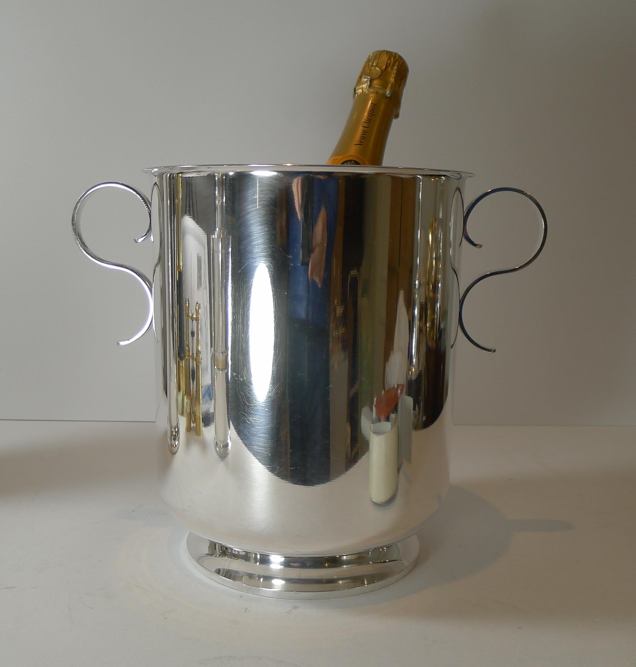 Placcato argento Christofle, Parigi, Secchiello per champagne Gallia / Raffreddatore per vino, periodo Art Deco in vendita