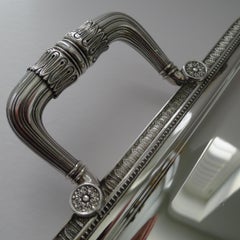 Christofle, Paris - Grand plateau vintage en métal argenté de Malmaison