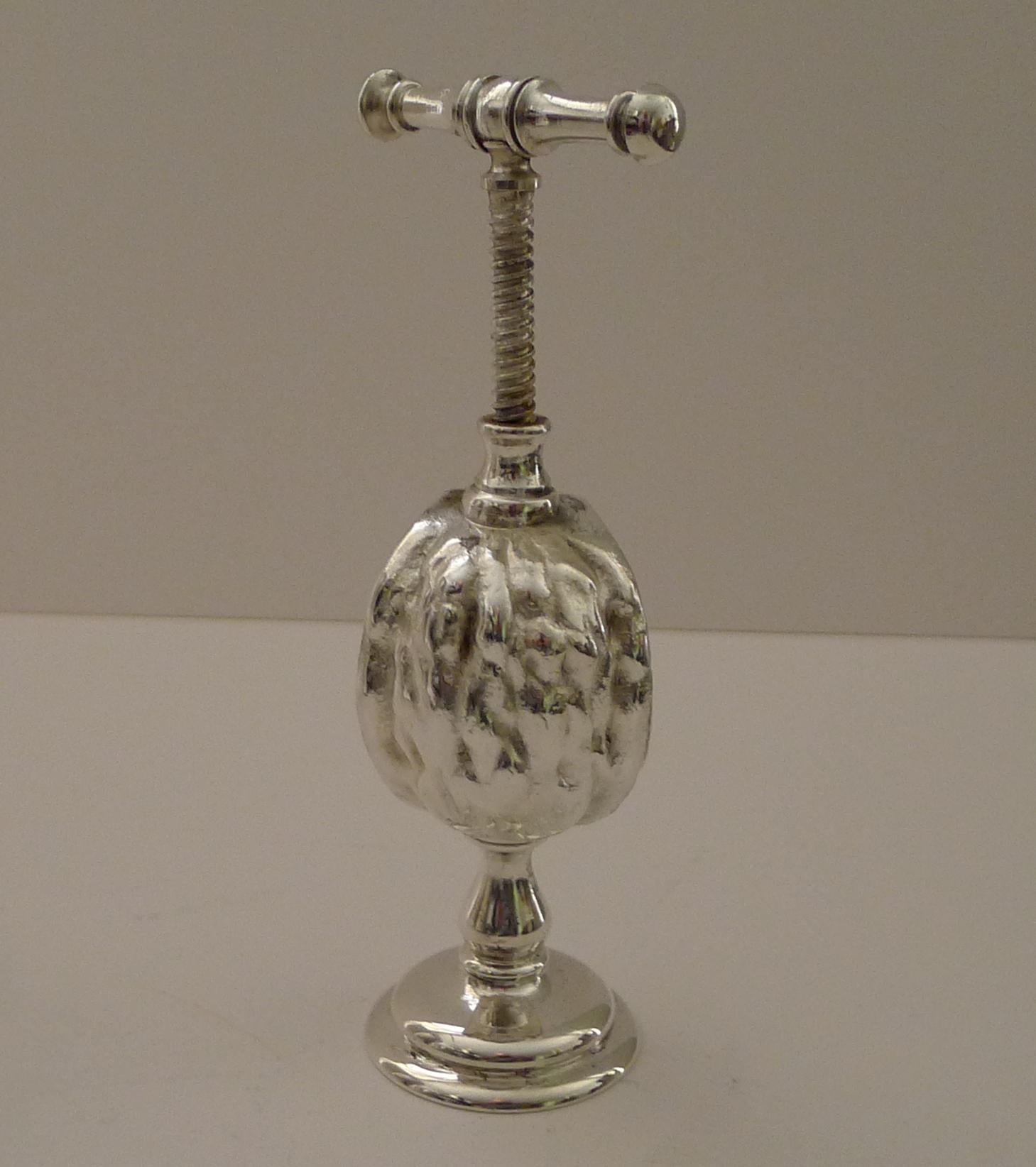 Silver Plate Christofle, Paris - Novelty Walnut Nutcracker c.1920