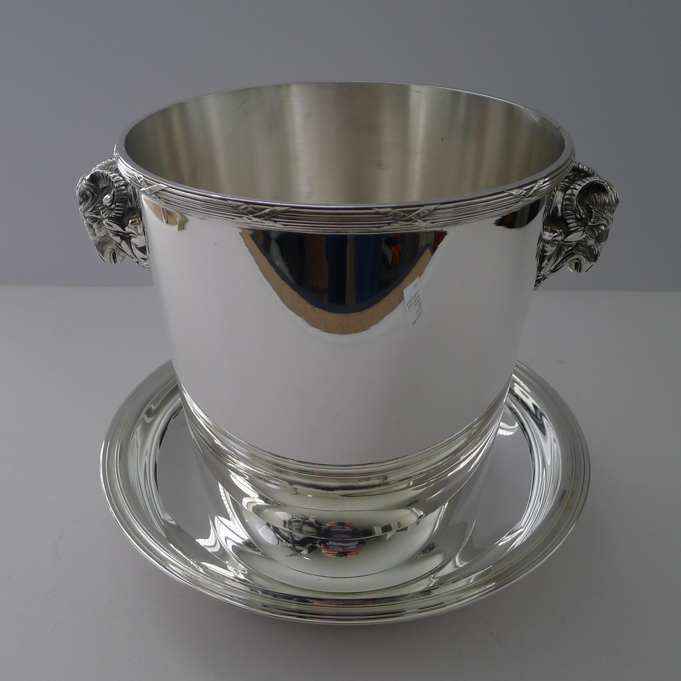 Christofle, Paris - Ram's Head Champagne Bucket and Drip Plate For Sale 8