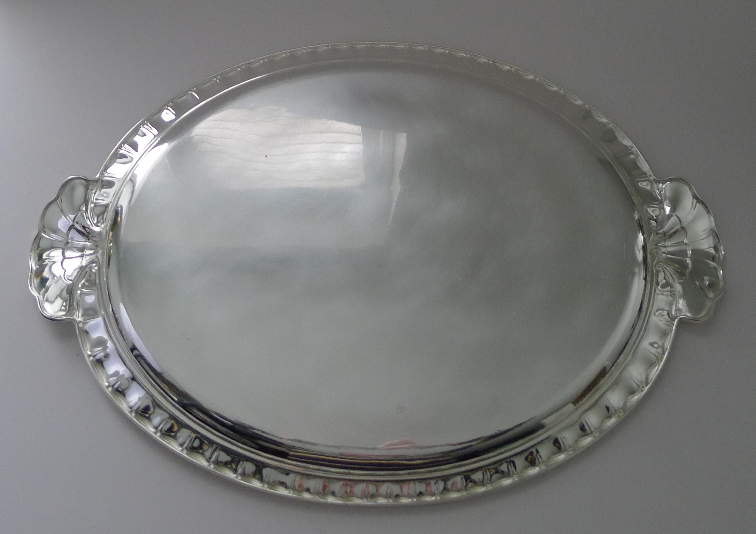 Silver Plate Christofle, Paris - Rare Grand Art Deco Tray c.1940 For Sale