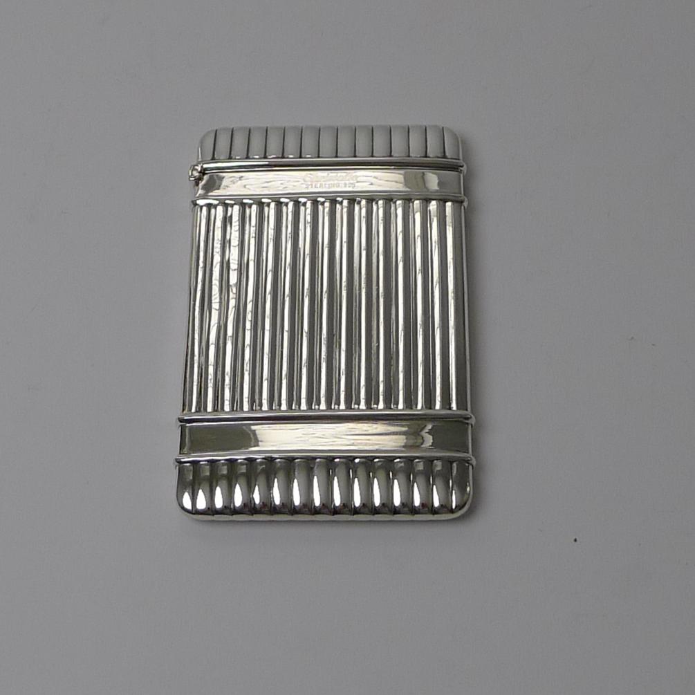 Mid-Century Modern Christofle, Paris, Ribbed Solid / Sterling Silver Card Case For Sale