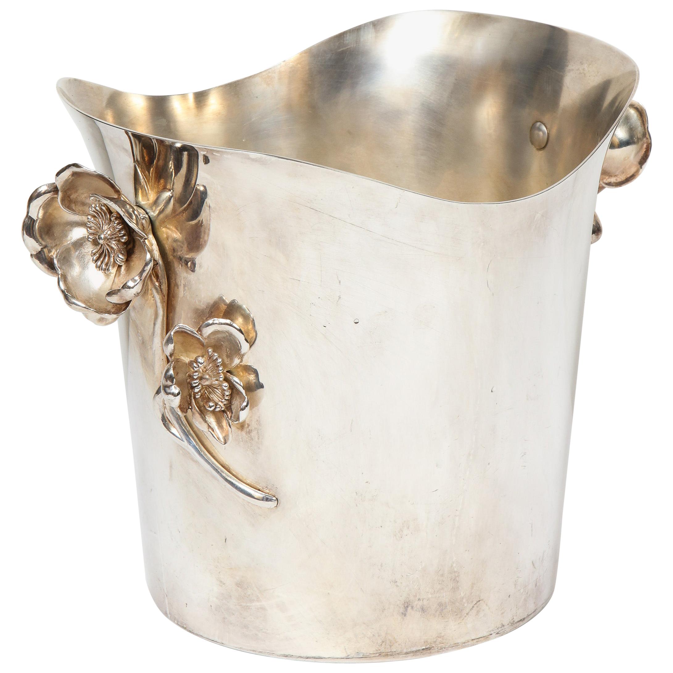 Christofle Paris Silver Plated "Anemone" Champagne Bucket / Wine Cooler