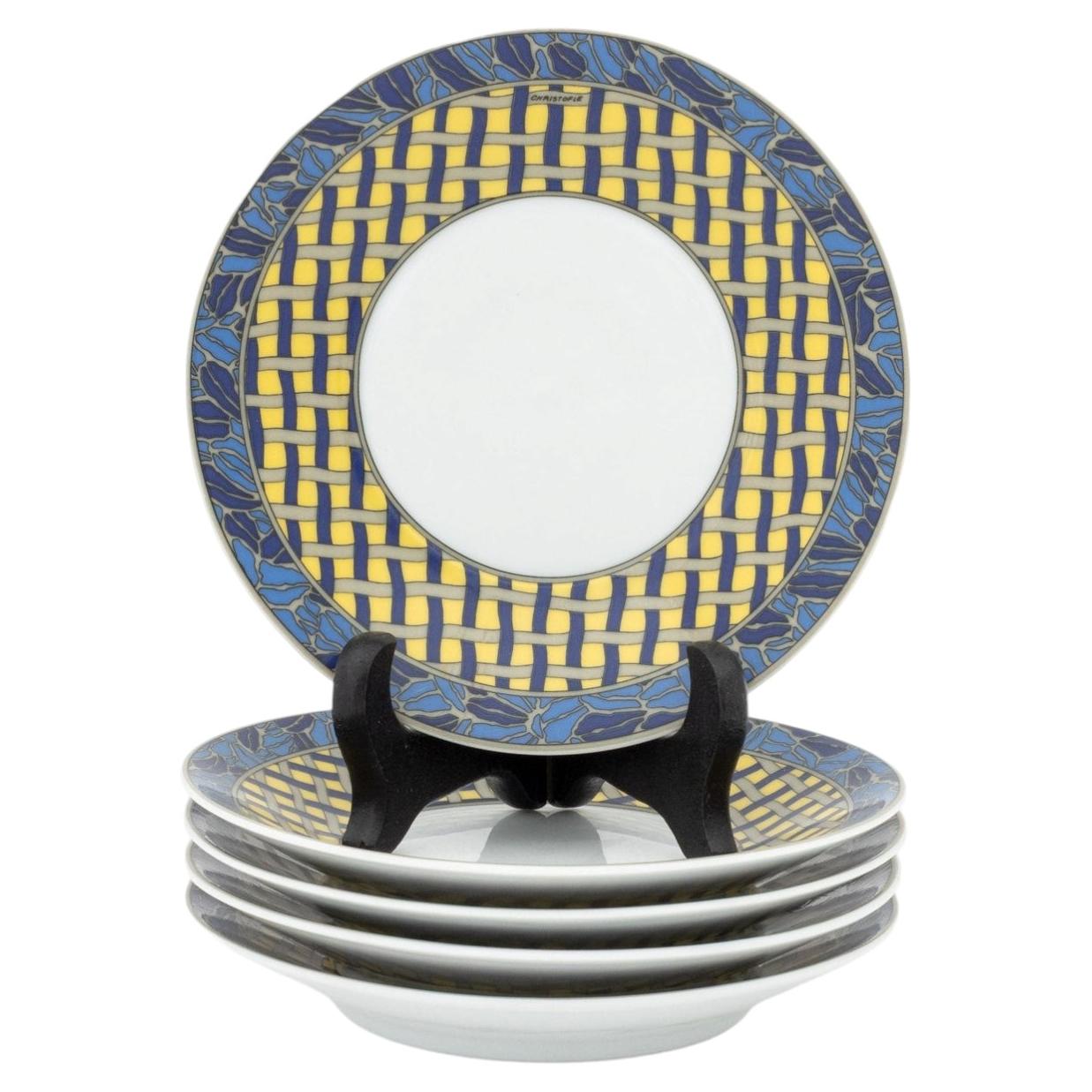 Set of 5 Christofle "Pergola" Porcelain Bread and Butter Plates