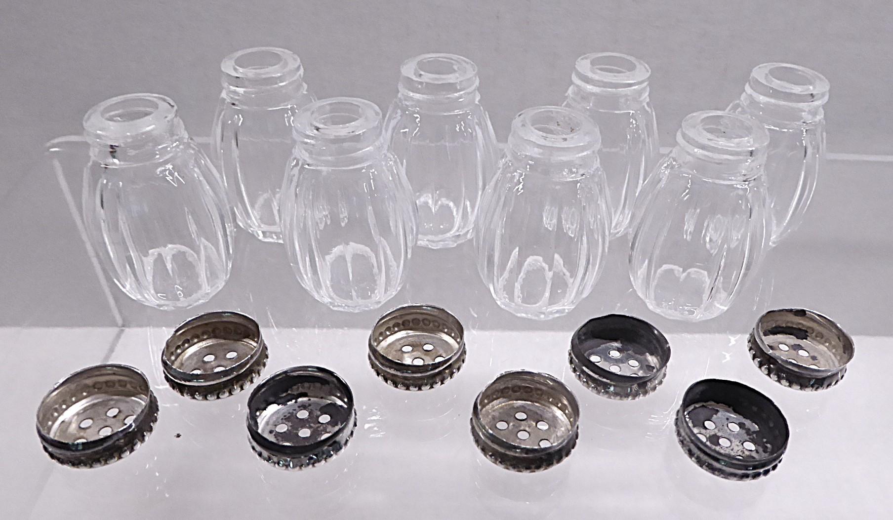 Christofle PERLES 4 Sets Sterling Silber & Glas Individuelles Salz & Pfeffer Frankreich (Ende des 20. Jahrhunderts) im Angebot