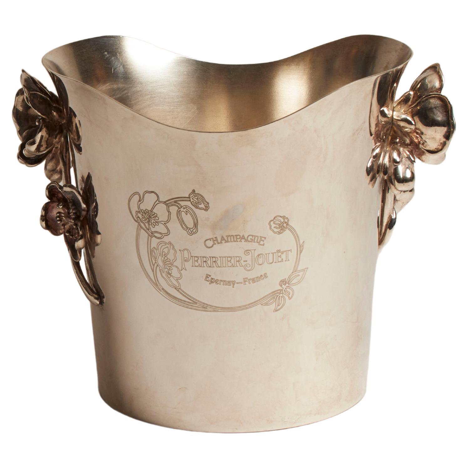 Christofle and Perrier Jouet Dogwood Embellished Silver Plate Champagne  Bucket For Sale at 1stDibs