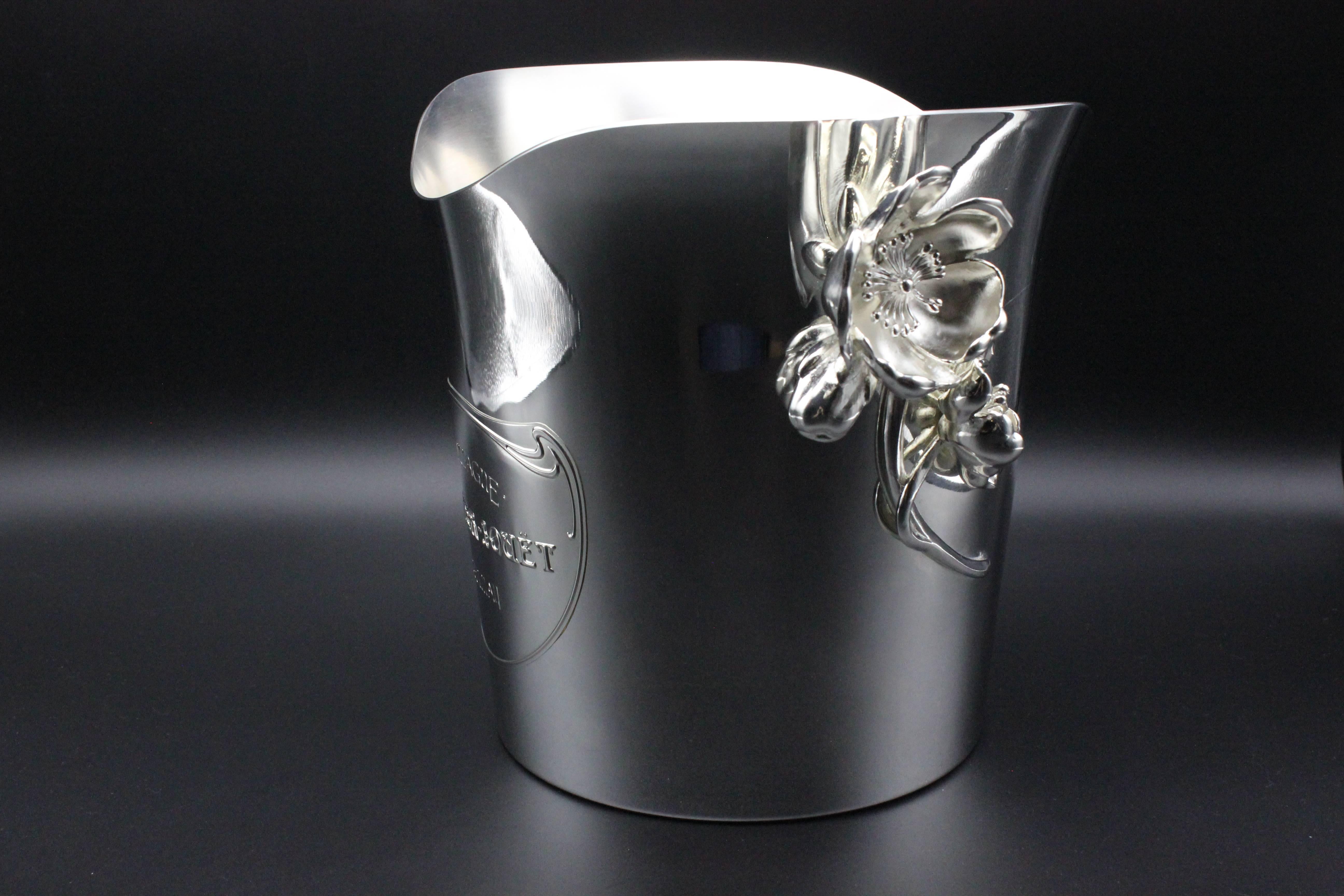 French Christofle Perrier-Jouët Belle Époque Silver Plate Champagne Cooler Bucket For Sale