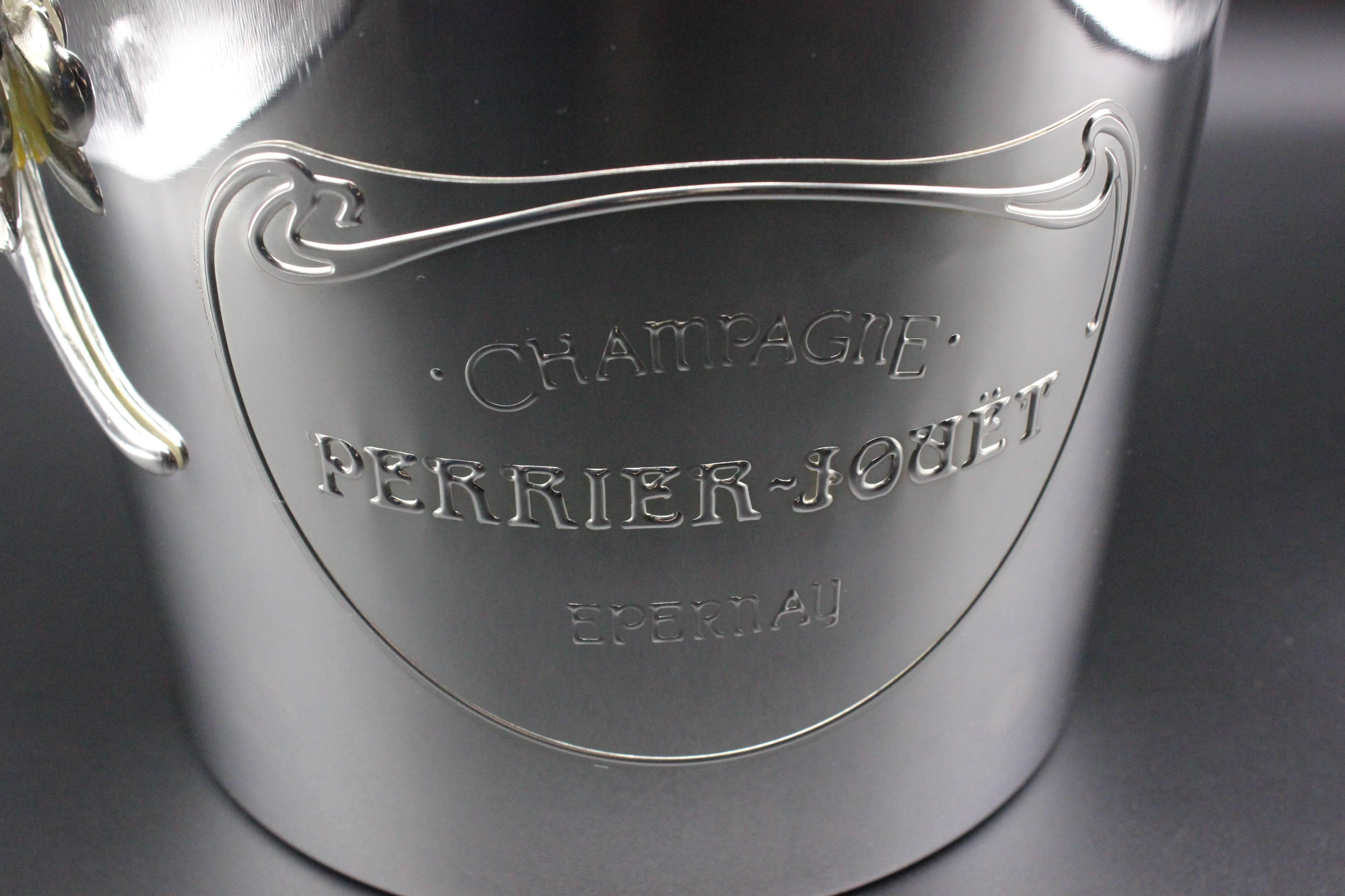 Late 20th Century Christofle Perrier-Jouët Belle Époque Silver Plate Champagne Cooler Bucket For Sale