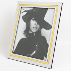 Christofle Picture Frame in Gilded Brass and Chrome, circa 1970