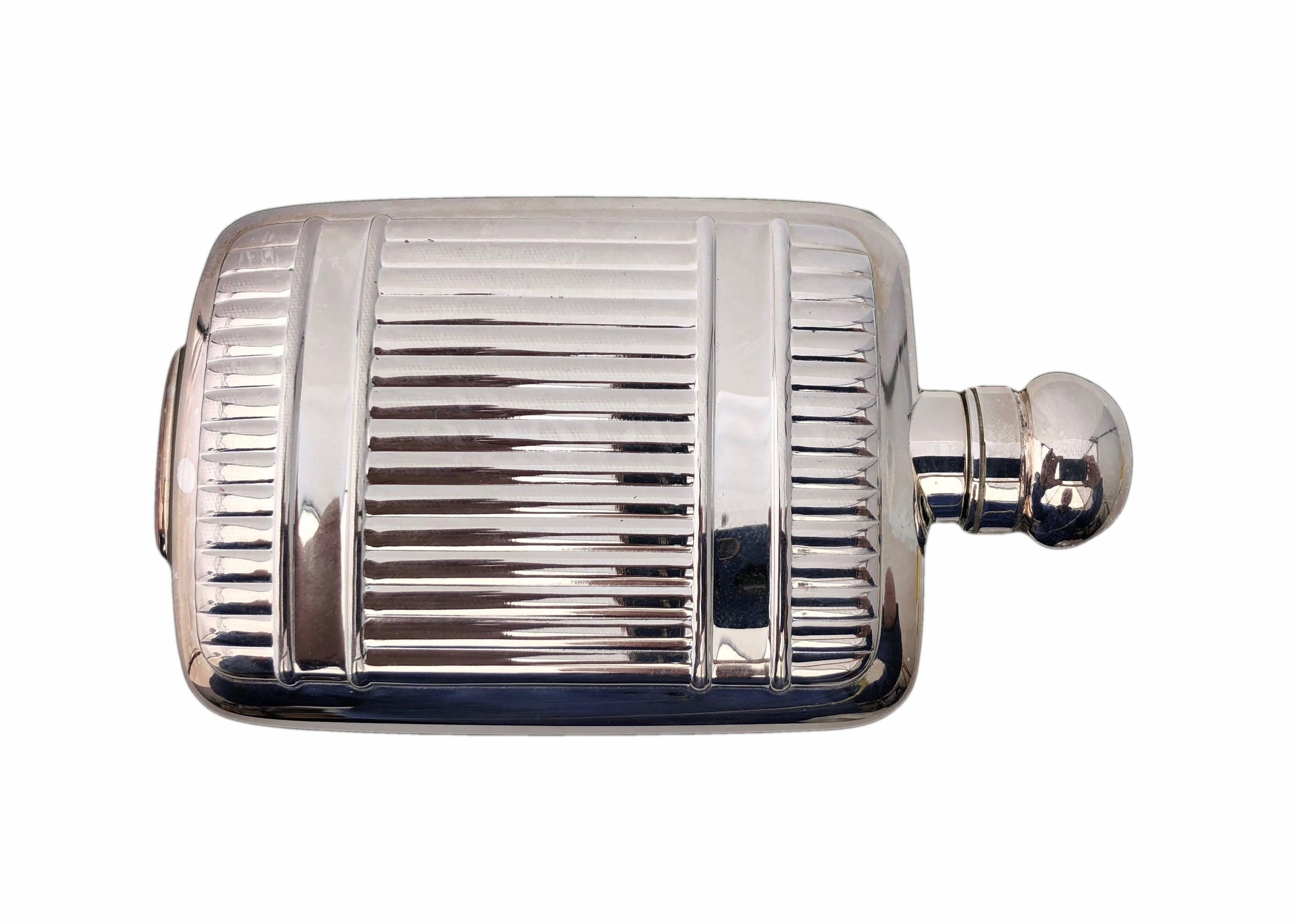 Art Nouveau Christofle Plated Silver Whisky Flask, Model Aria, Late 1900s For Sale