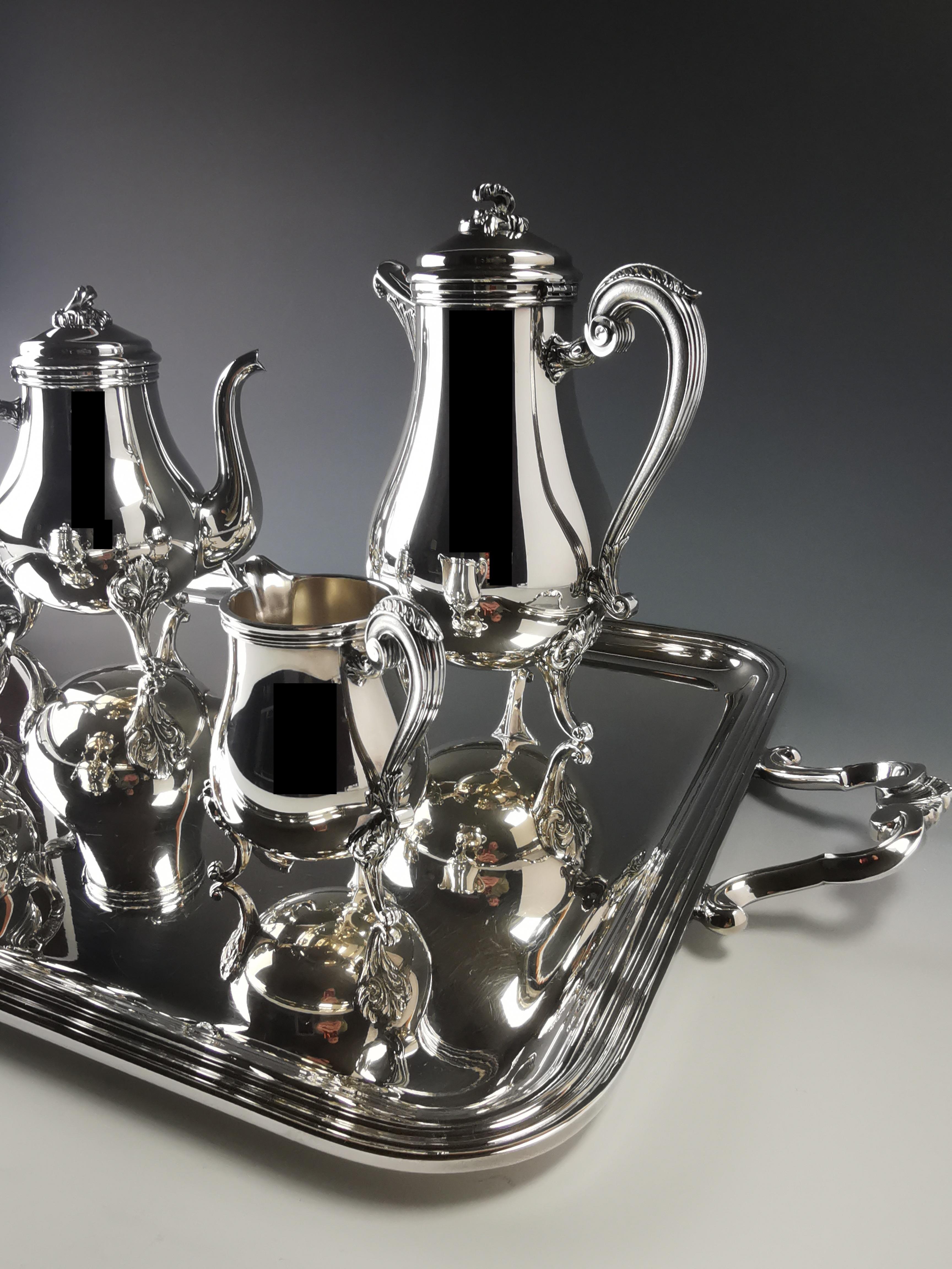 20ième siècle Christofle - Service à thé / café « Pompadour » en métal argenté en vente