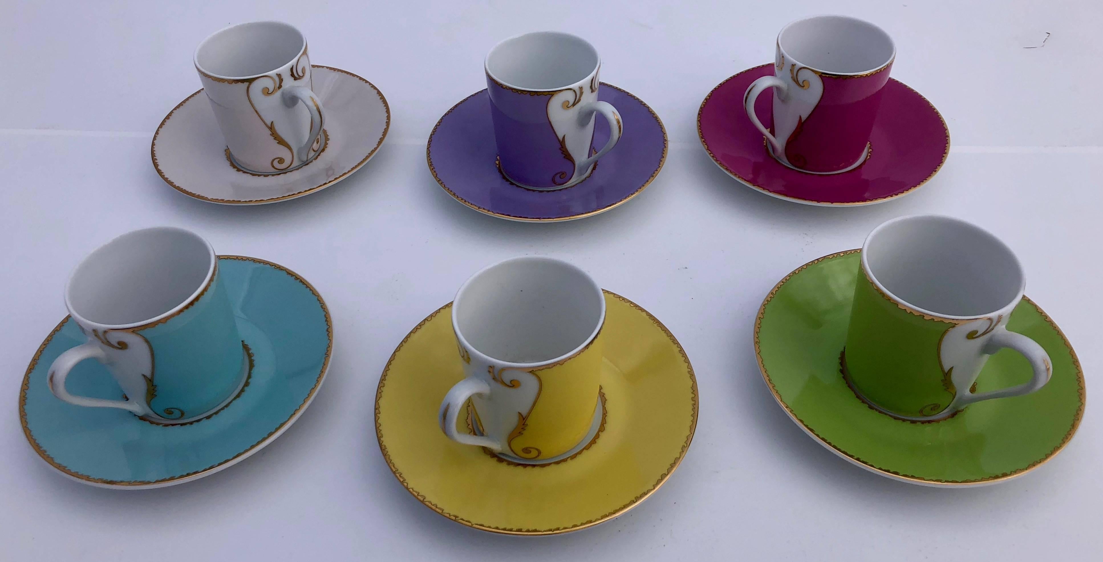 Christofle Porcelain Espresso Cup Set of Six, Christian Lacroix 