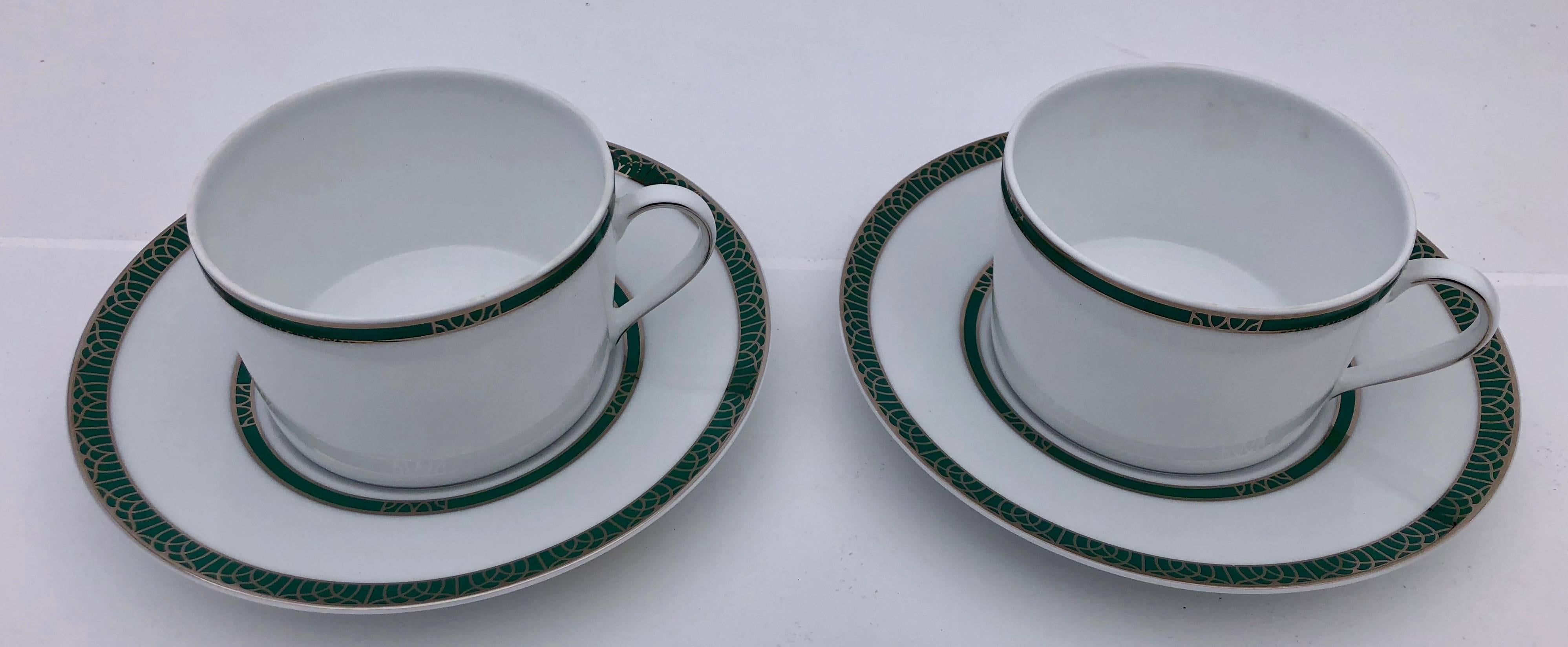 This is a beautiful Christofle porcelain tea set for two, 