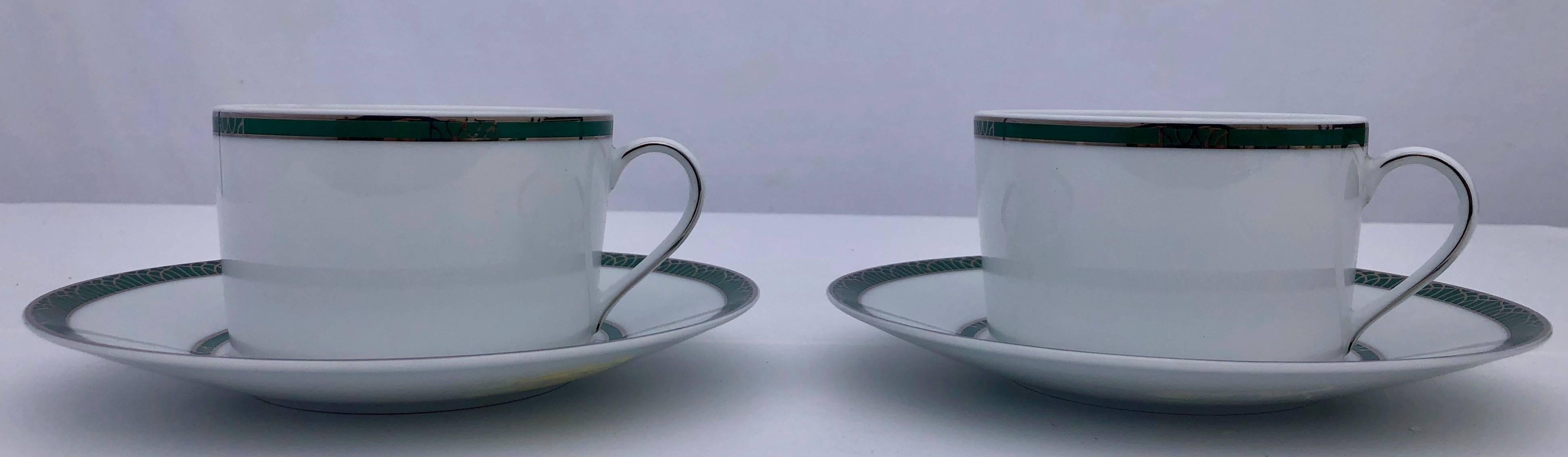 Modern Christofle Porcelain Tea Set for Two, 