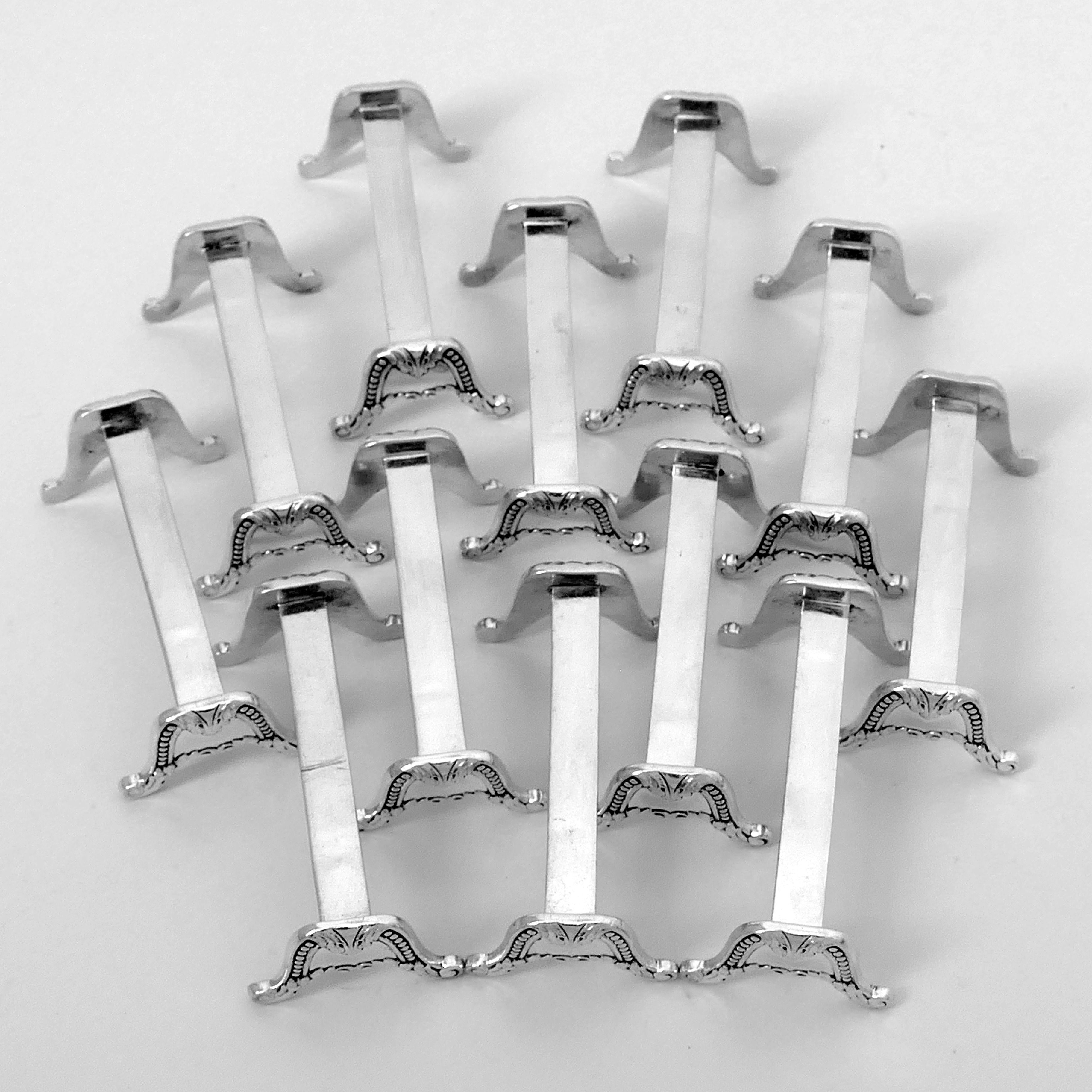 Christofle Rare French All Sterling Silver Knife Rests Set 12 Pc, Neoclassical 3