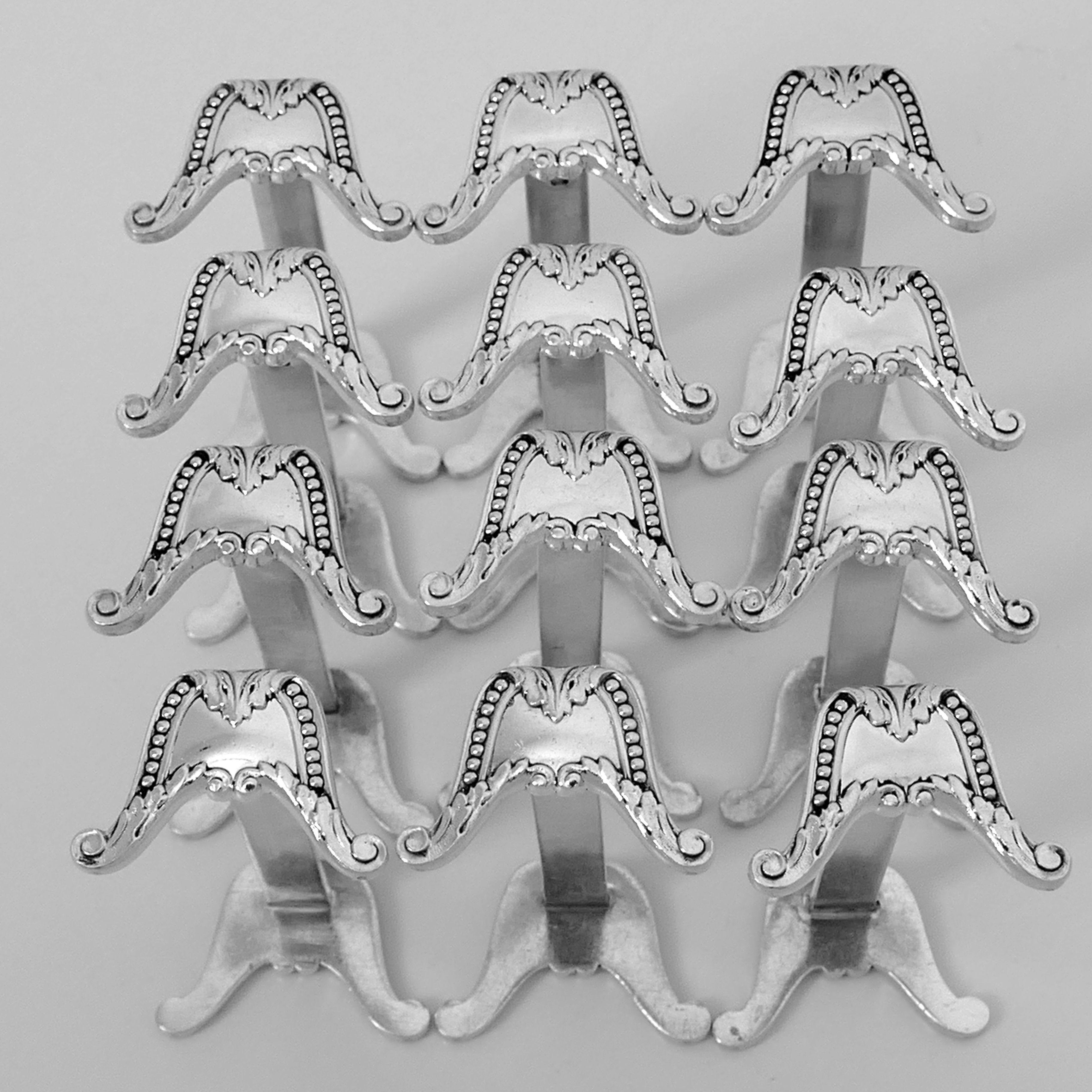 Christofle Rare French All Sterling Silver Knife Rests Set 12 Pc, Neoclassical 4