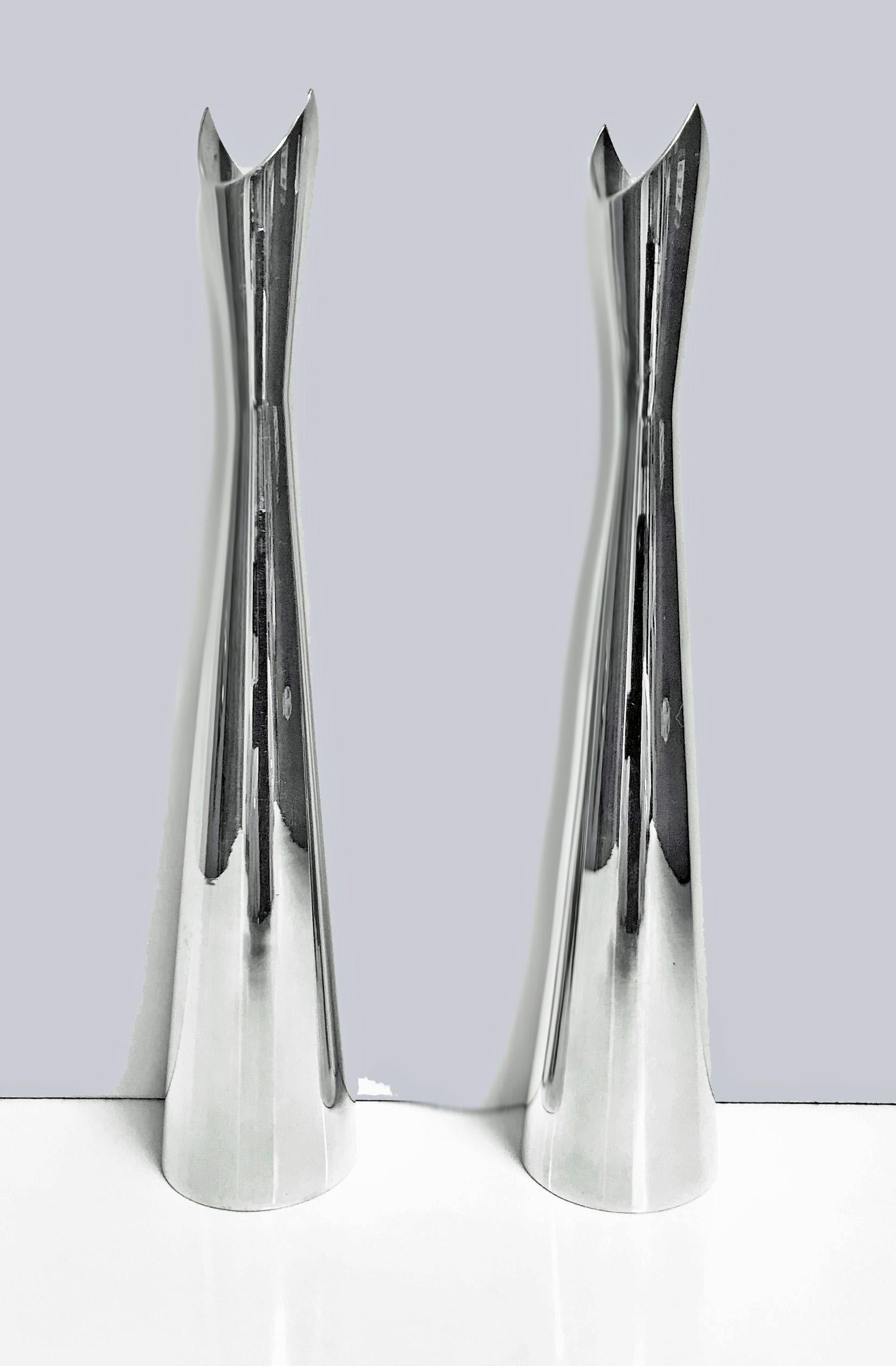 20th Century Christofle Rare Pair of Sterling Lino Sabattini Vases, circa 1960