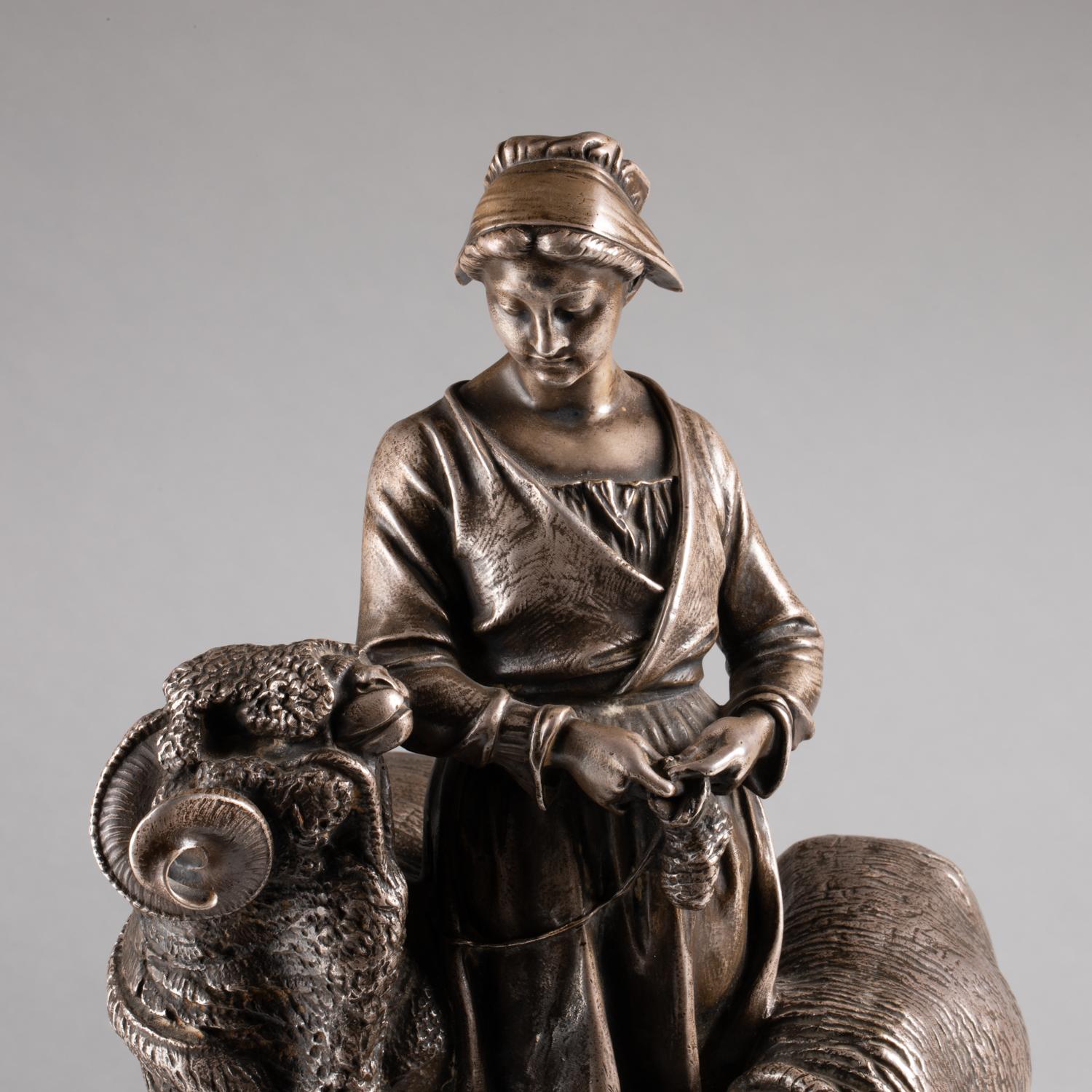 Patinated Christofle Sculpture of a Trophy, 19th Century, Napoleon III Period. For Sale