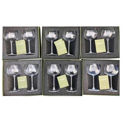Christofle Set of 12 Burgundy Crystal Glasses, Model Vinea