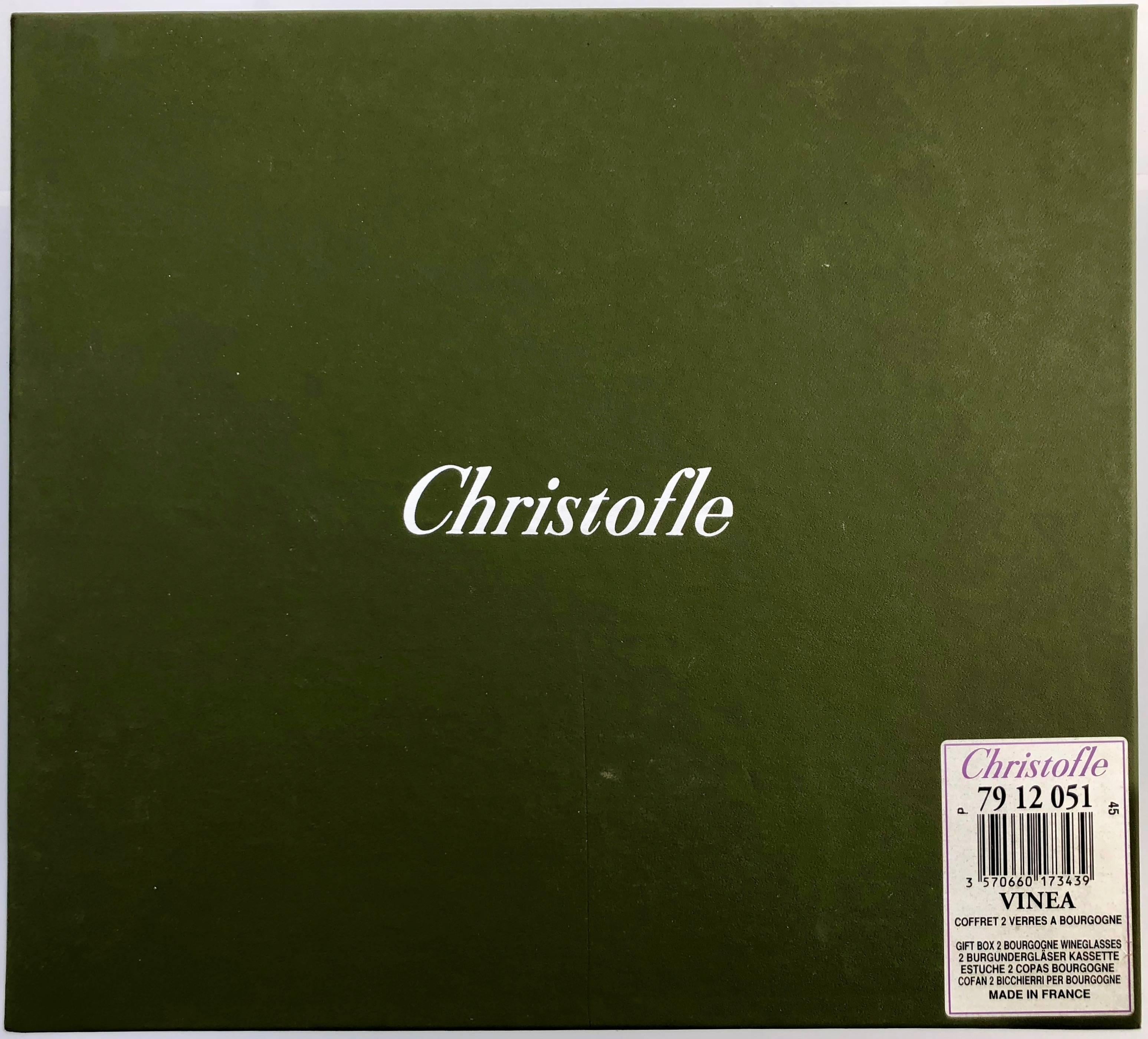 Christofle Set of 12 Burgundy Crystal Glasses, Model Vinea For Sale 2
