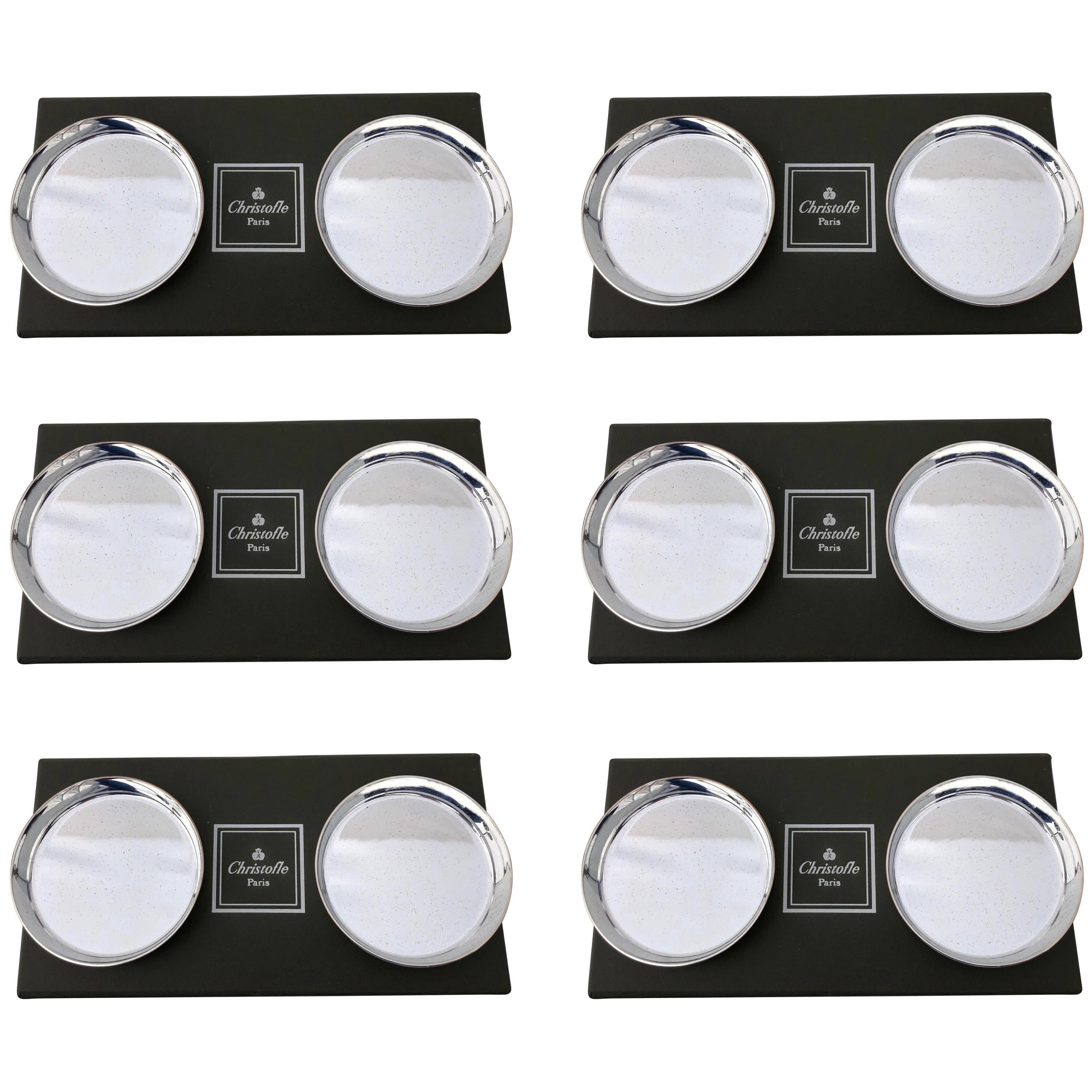Christofle Set of 12 Plated Silver Coasters in Their Original Six Boxes