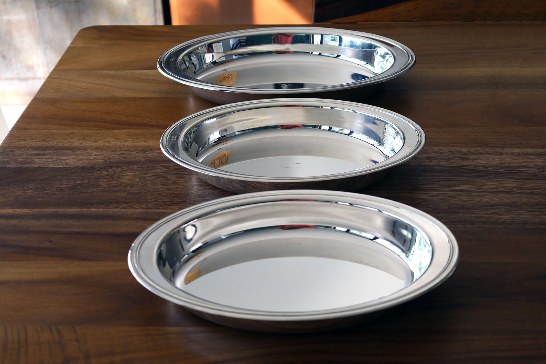 Christofle Set of 3 Silver Plated & Glass Dishes 3